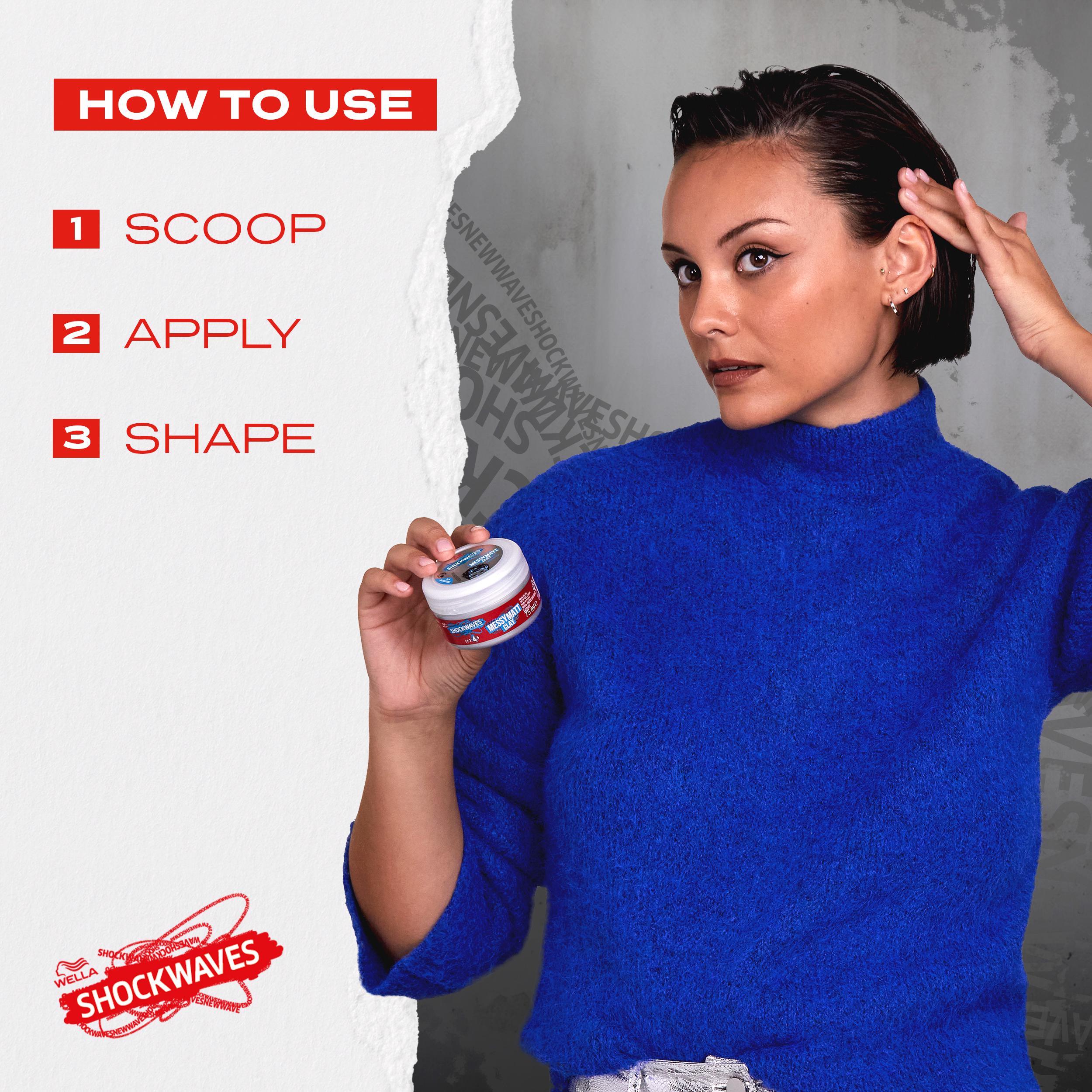 Wella Shockwaves 75ml Go Messy Ultra Effect Matt Clay thumbnail 3