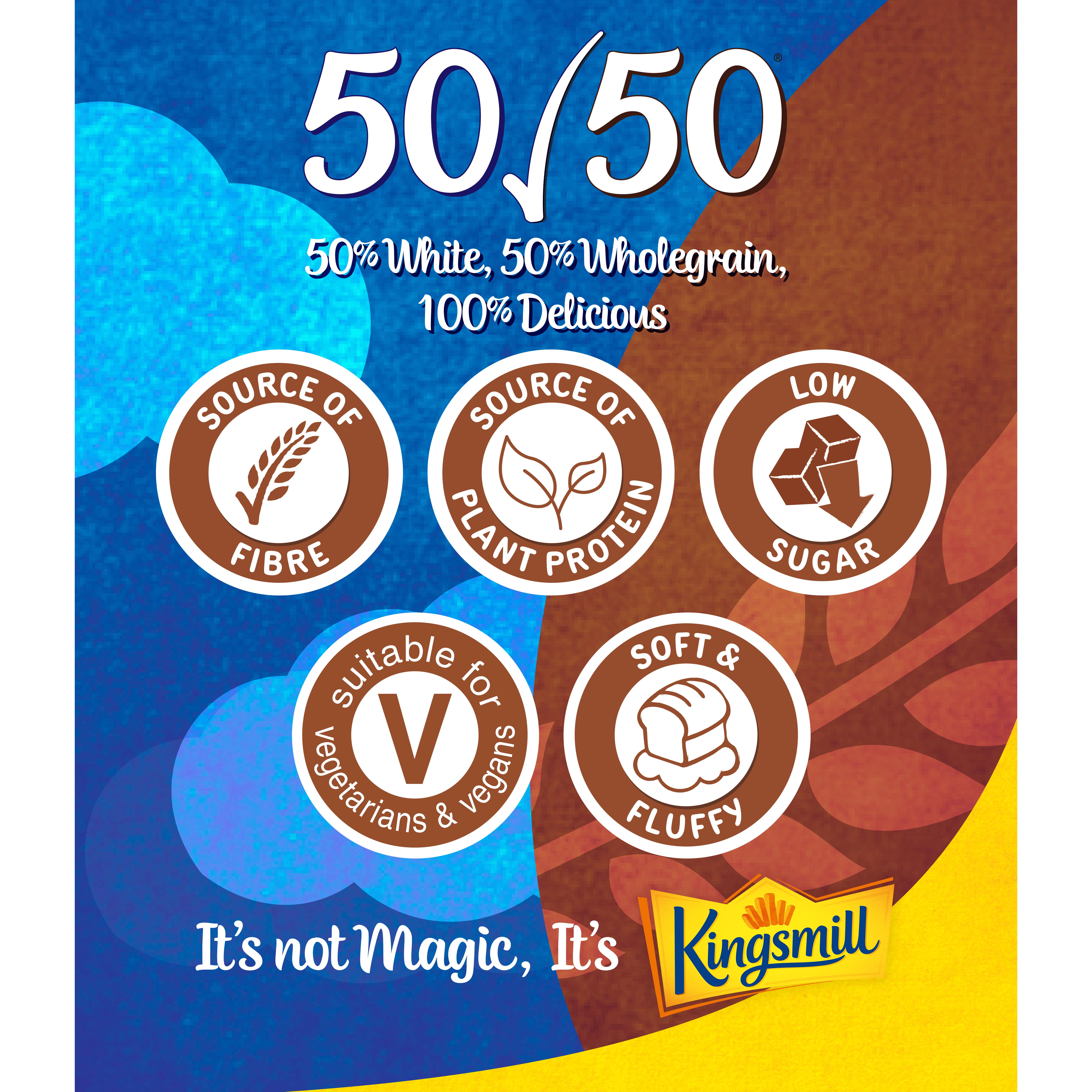 Kingsmill Medium Sliced 50/50 Bread 800g thumbnail 2