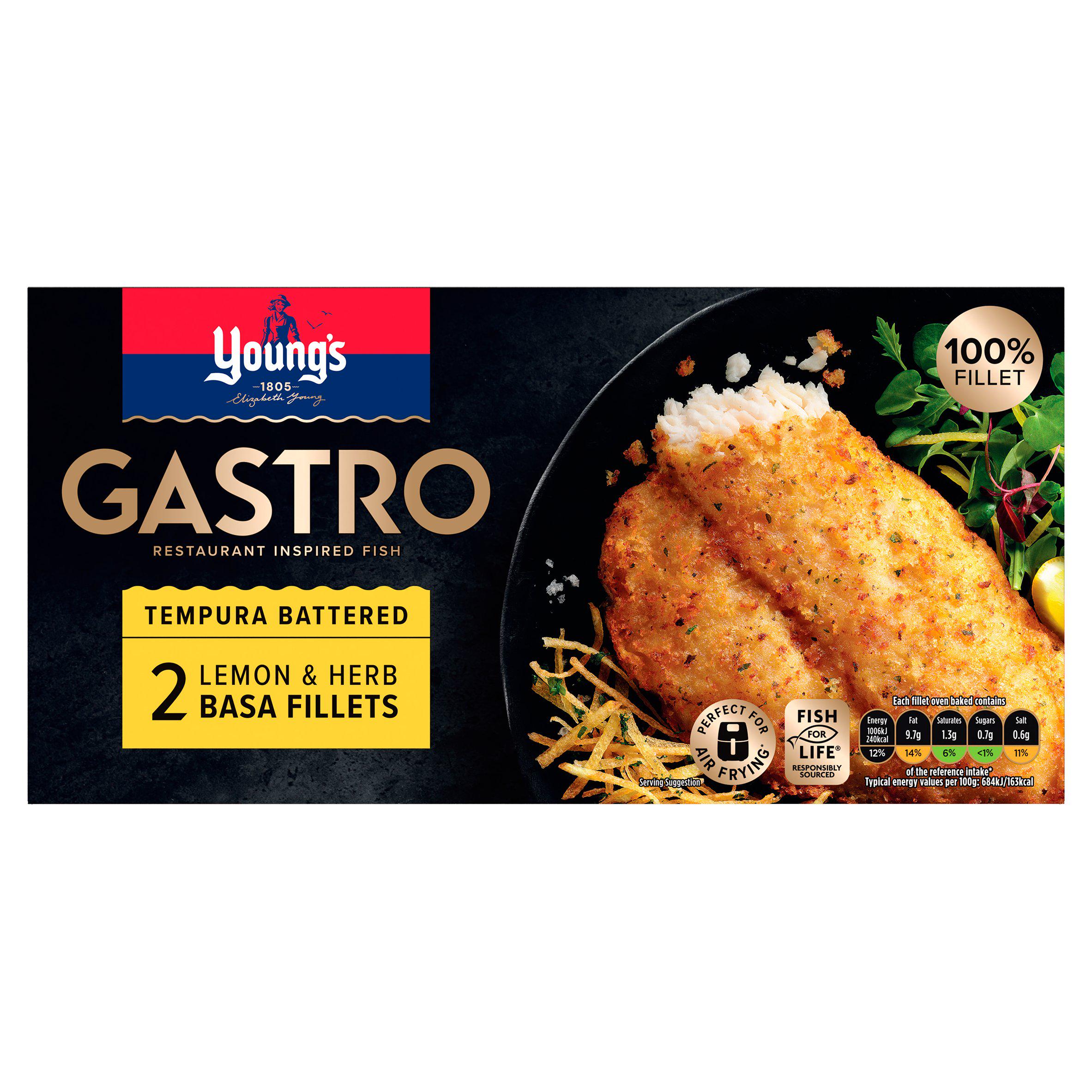 Young's Gastro Basa Fillets, Lemon & Herb Battered 310g