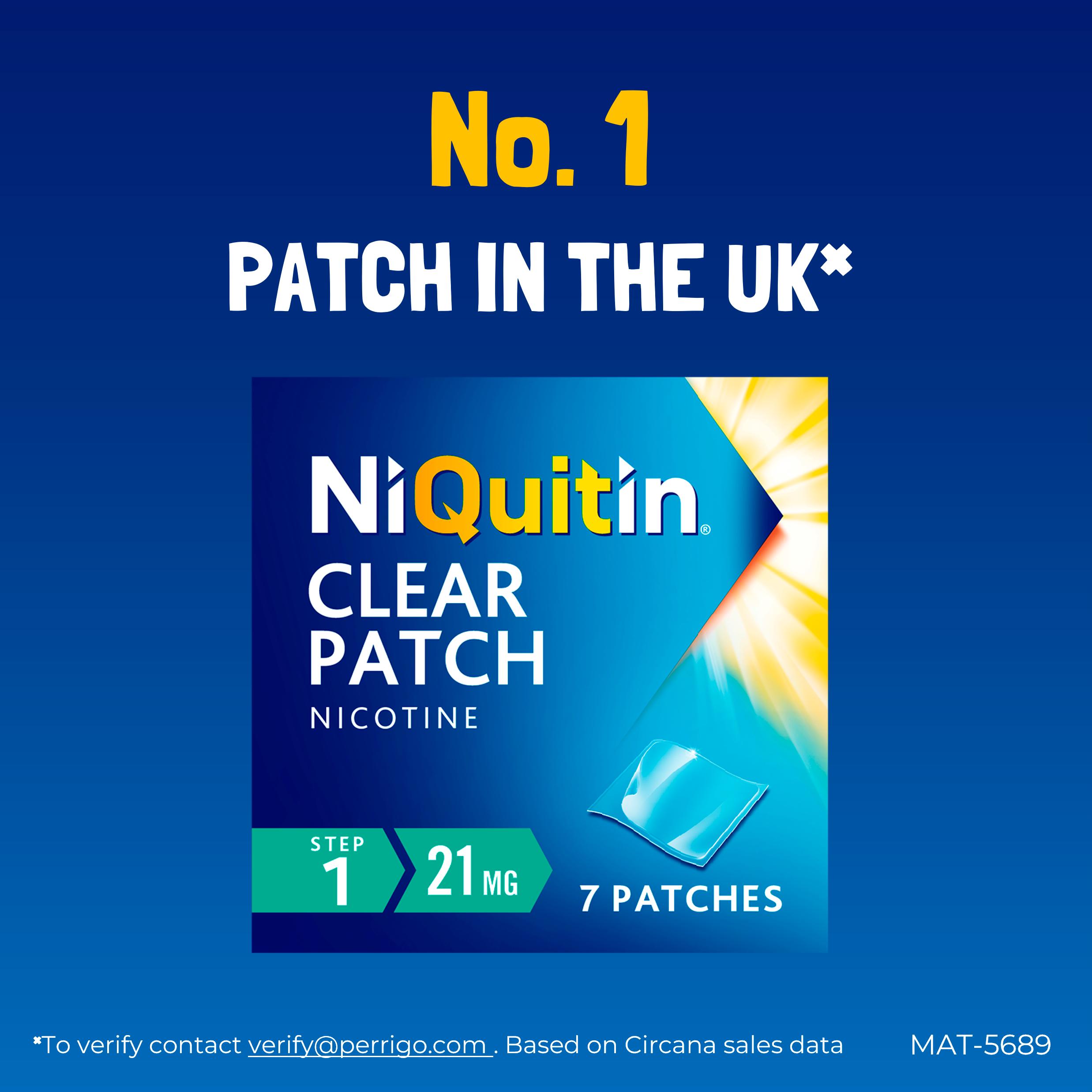 NiQuitin Clear Patch Step 1 Quit Smoking Aid - 14 Nicotine Patches for 2 Weeks Treatment 21mg thumbnail 2