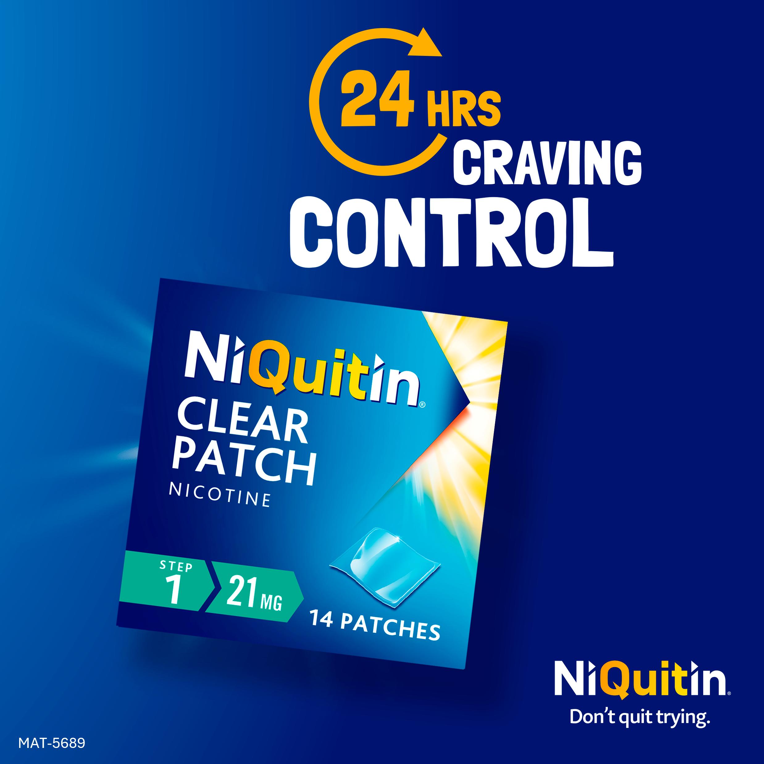 NiQuitin Clear Patch Step 1 Quit Smoking Aid - 14 Nicotine Patches for 2 Weeks Treatment 21mg thumbnail 3