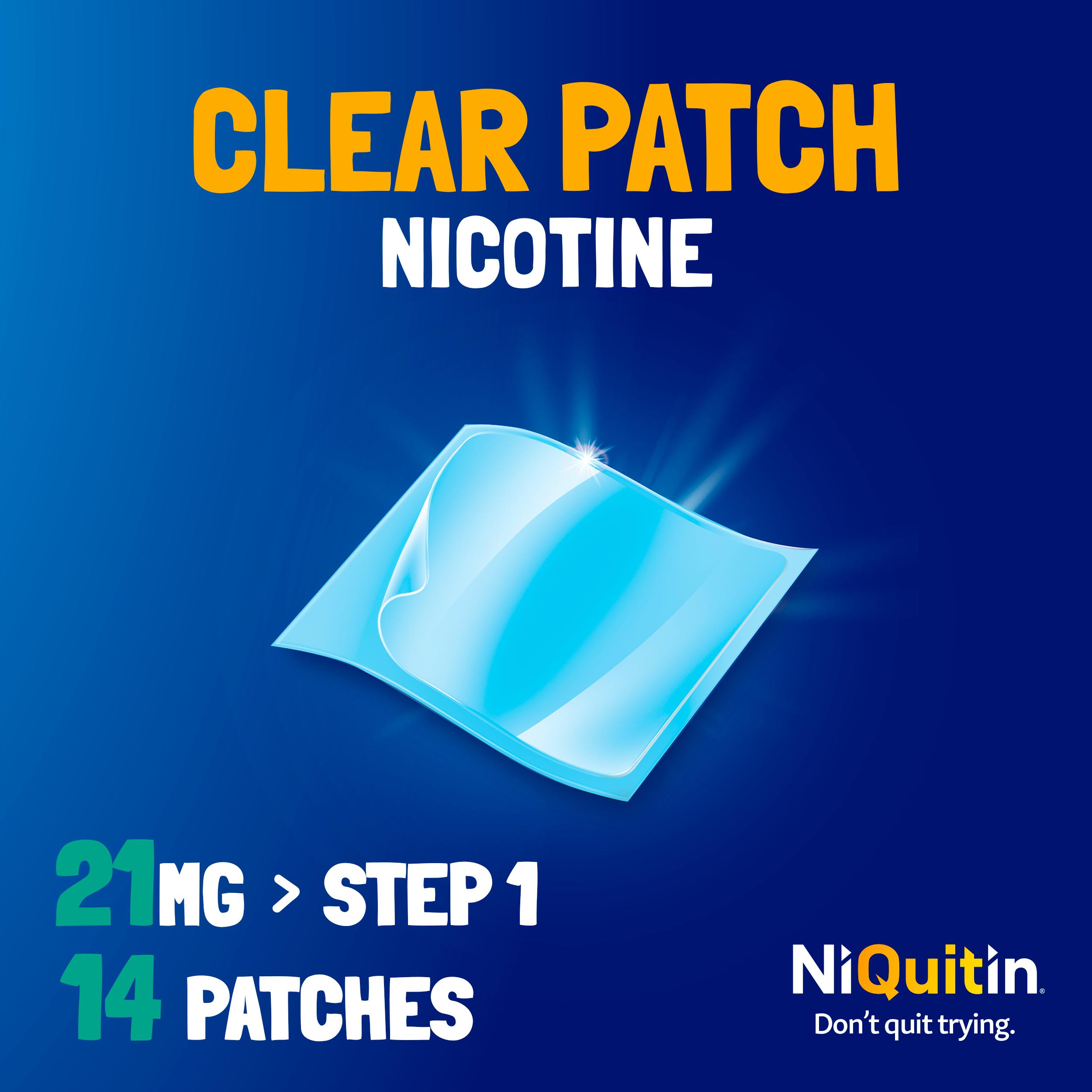 NiQuitin Clear Patch Step 1 Quit Smoking Aid - 14 Nicotine Patches for 2 Weeks Treatment 21mg thumbnail 4