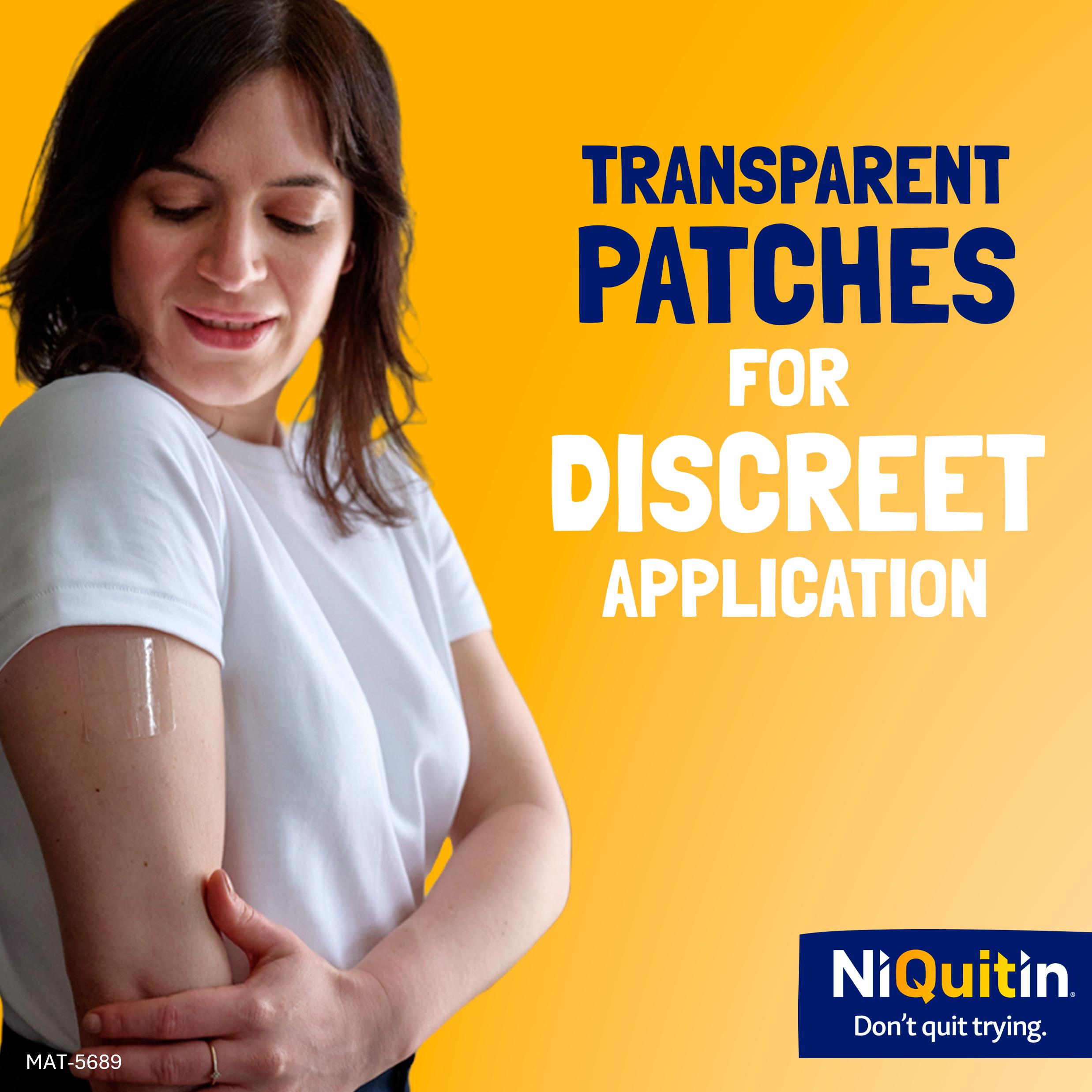 NiQuitin Clear Patch Step 1 Quit Smoking Aid - 14 Nicotine Patches for 2 Weeks Treatment 21mg thumbnail 5