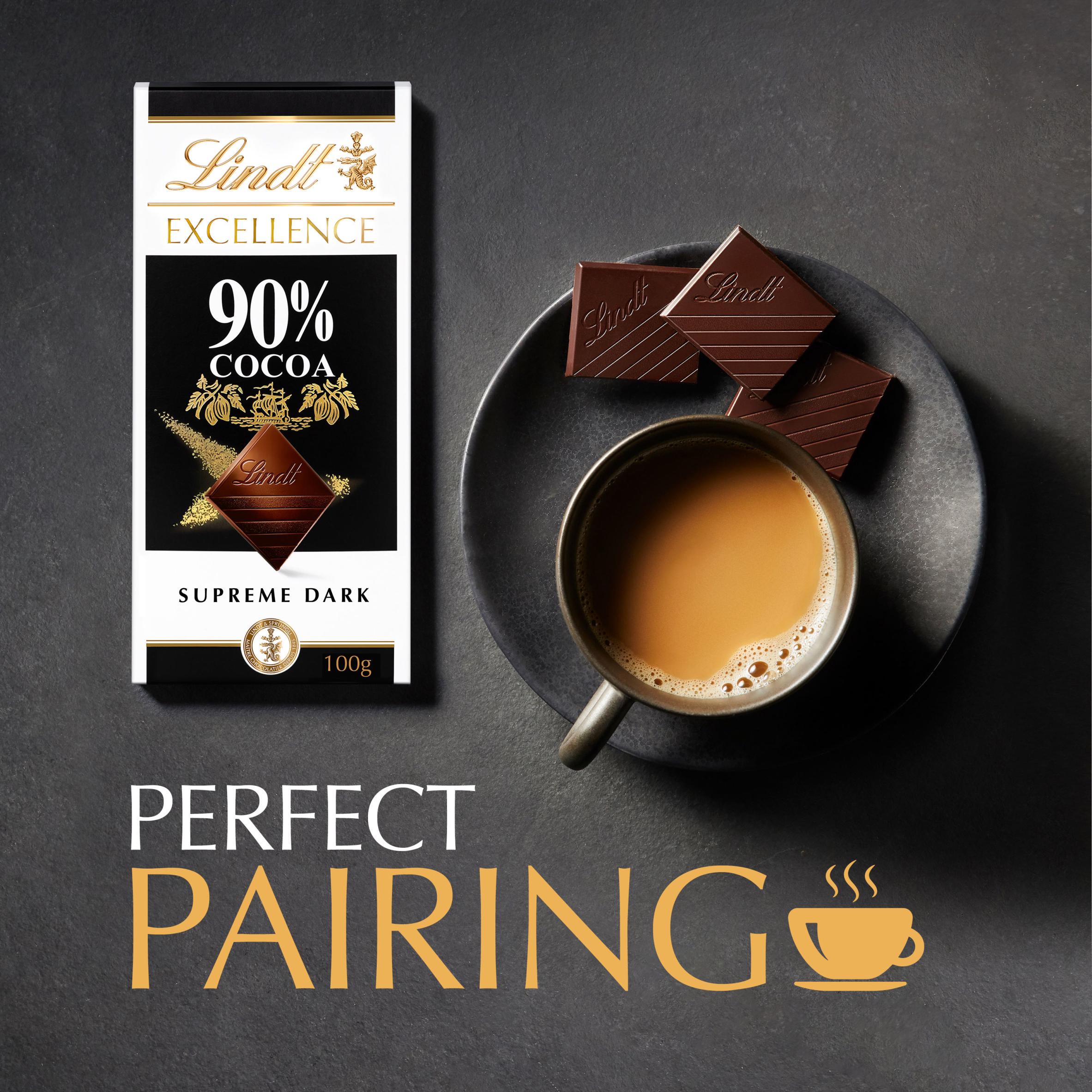 Lindt Excellence Intense Dark 90% Cocoa Chocolate Bar 100g thumbnail 4