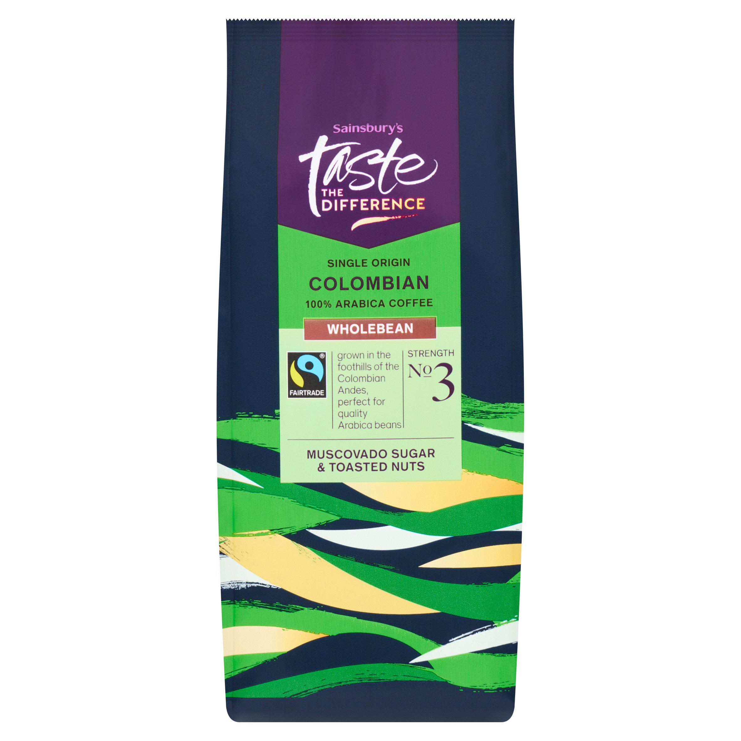 Sainsbury's Fairtrade Colombian Beans Strength 3, Taste the Difference 227g