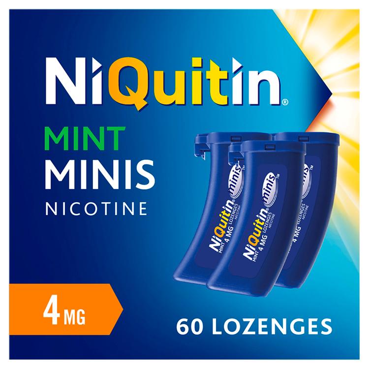 NiQuitin Minis Mint Nicotine Lozenges Reduce & Quit Smoking Aid x60 4mg thumbnail 2