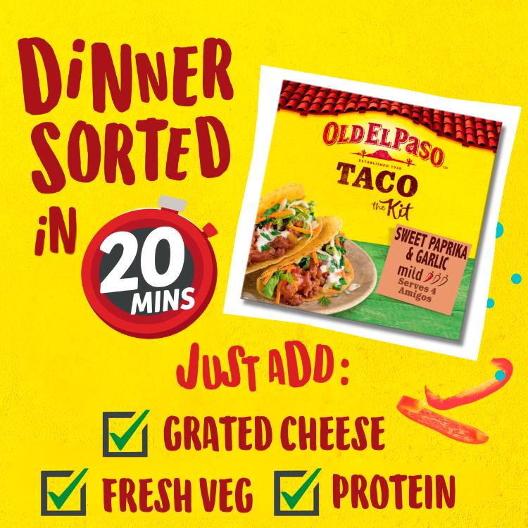 Old El Paso Mexican Garlic & Paprika Crunchy Taco Kit 308g thumbnail 2