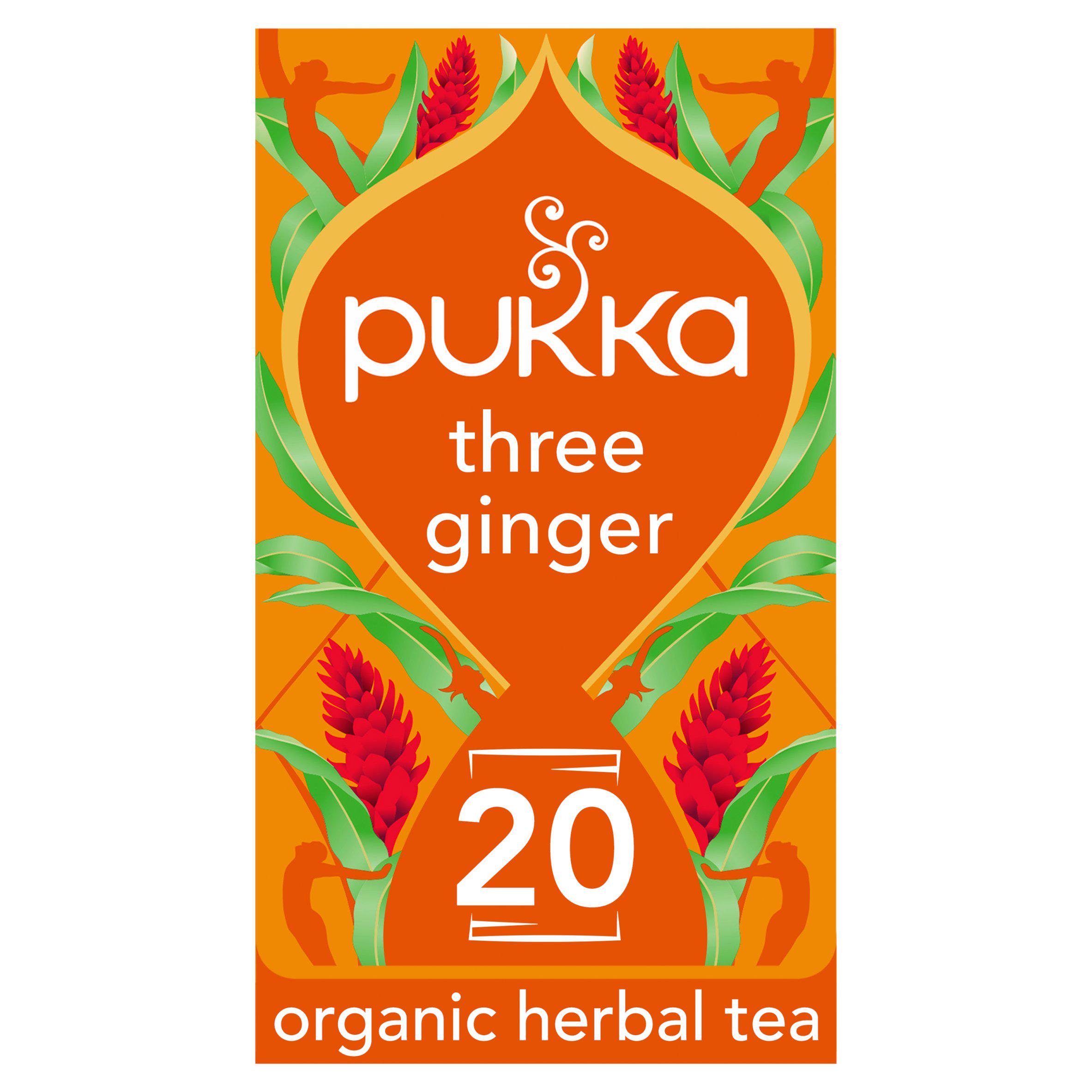 Pukka Organic Three Ginger Tea x20 Home-Compostable Herbal Tea Bags