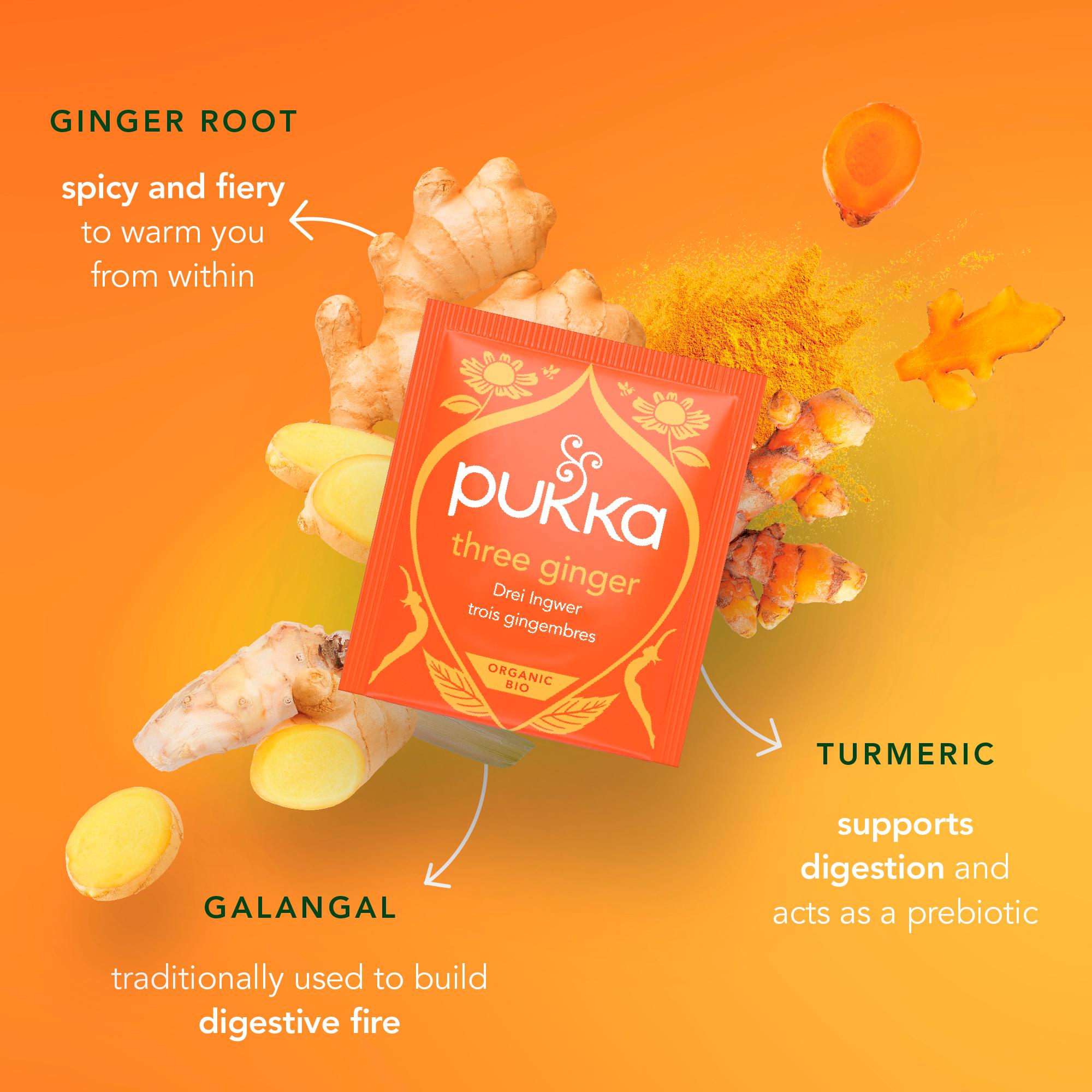 Pukka Organic Three Ginger Tea Home Compostable Herbal Tea Bags x20 thumbnail 3