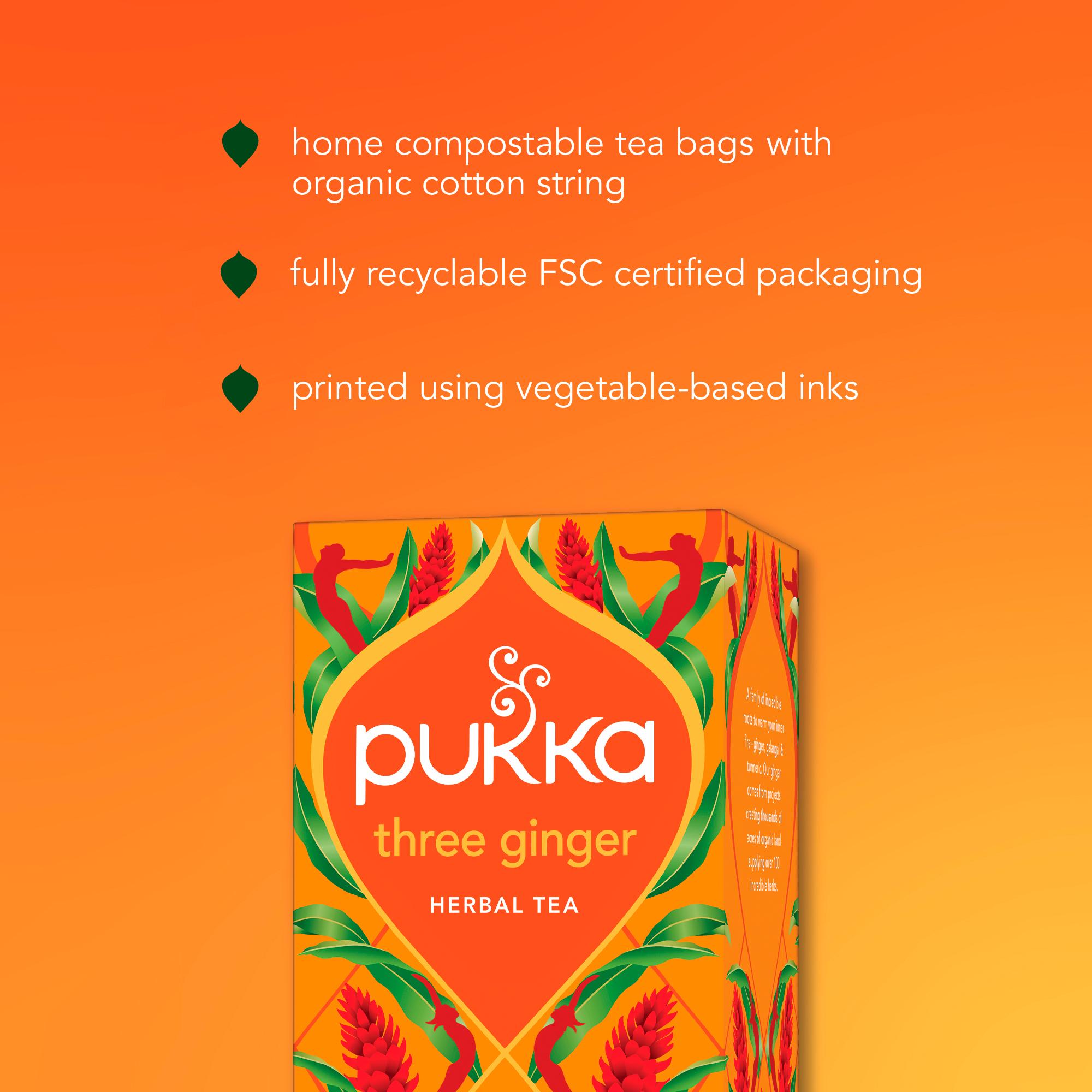 Pukka Organic Three Ginger Tea Home Compostable Herbal Tea Bags x20 thumbnail 6