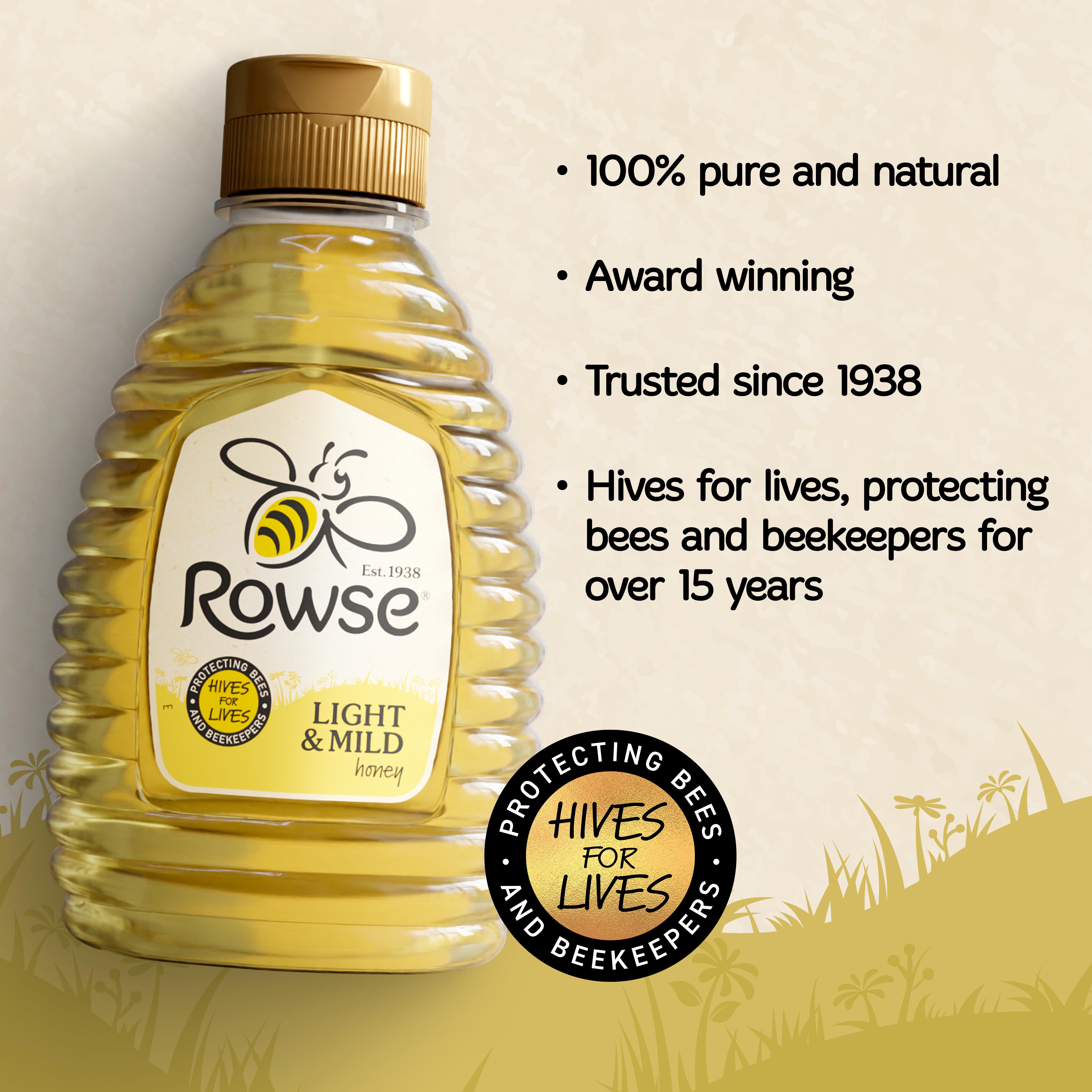 Rowse Mild & Light Squeezy Honey 340g thumbnail 2