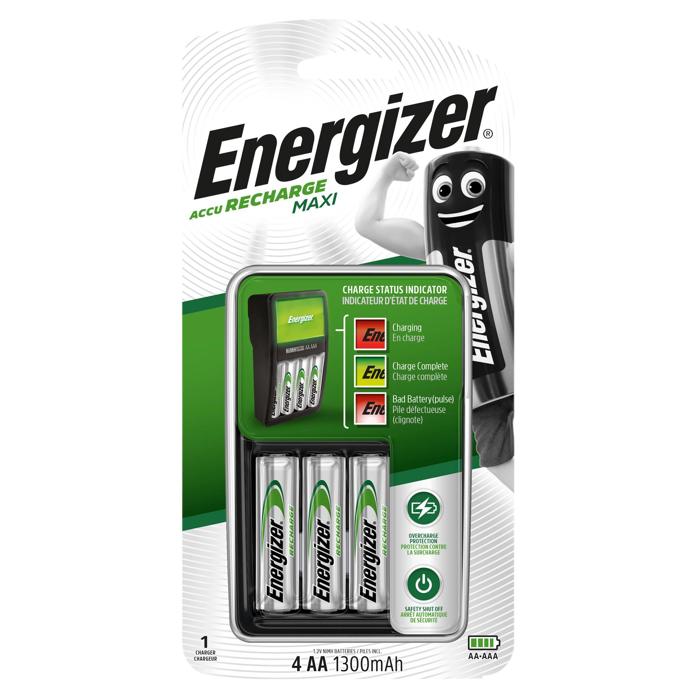 Accu Recharge Maxi Charger for NiMH Rechargeable AA and AAA Batteries