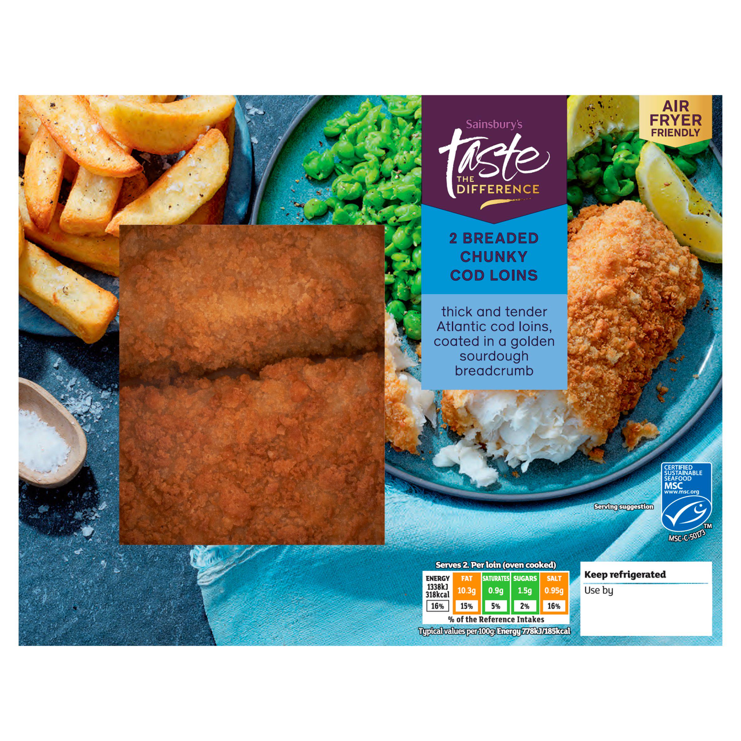 Sainsbury's Breaded Chunky MSC Cod Loins, Taste the Difference x2 350g