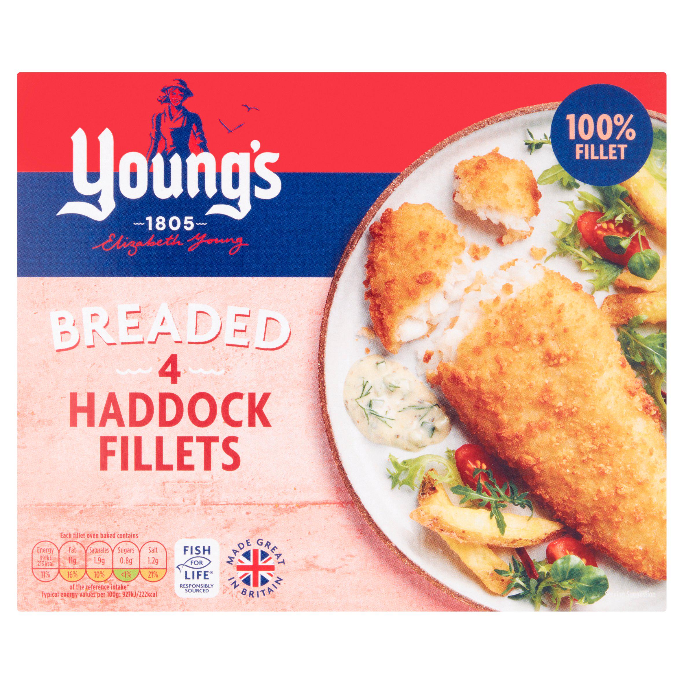 Breaded 4 Large Haddock Fillets 440g