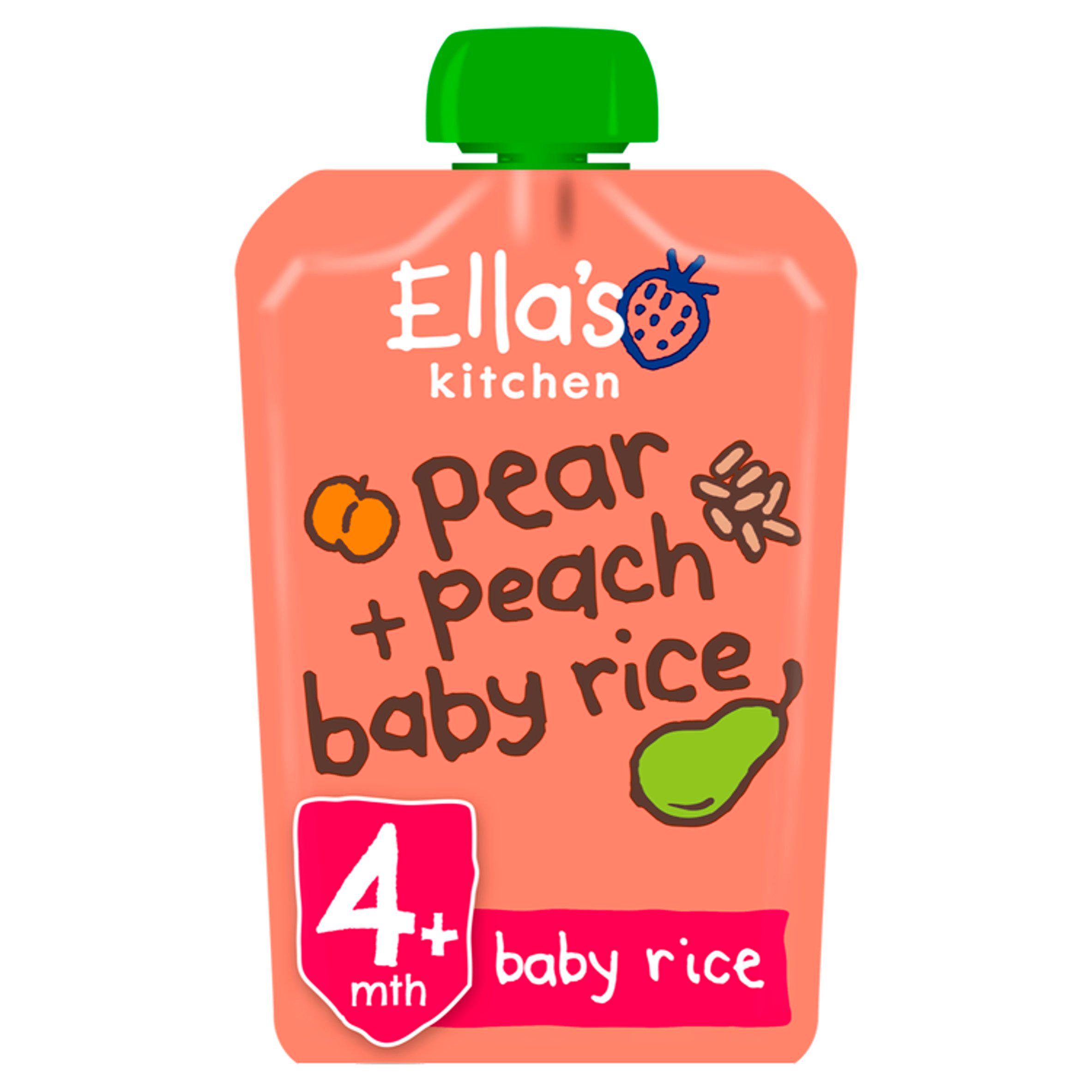 Ella's Kitchen Pear and Peach Baby Rice Baby Food Pouch 4+ Months