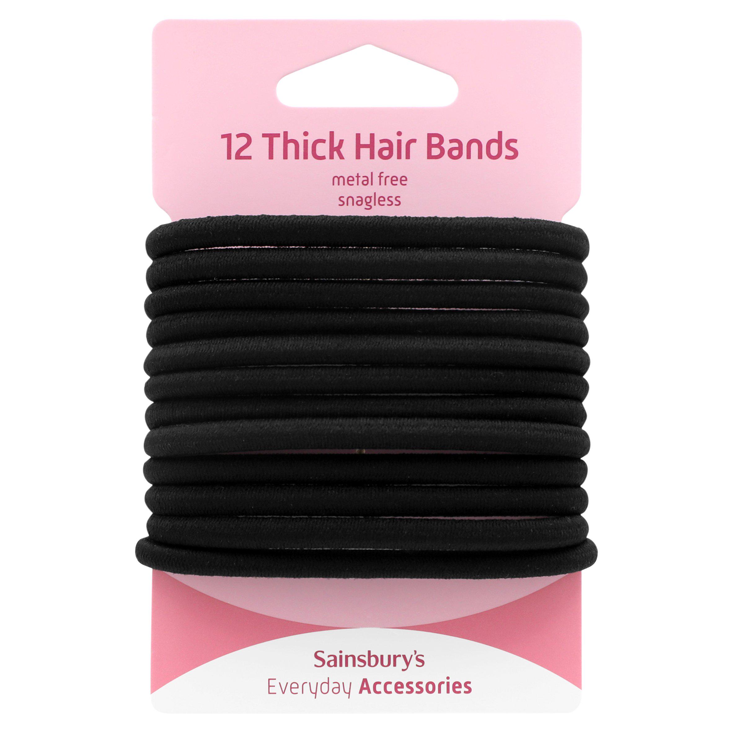 Sainsbury's No Damage Hair Bands Thick Black x12