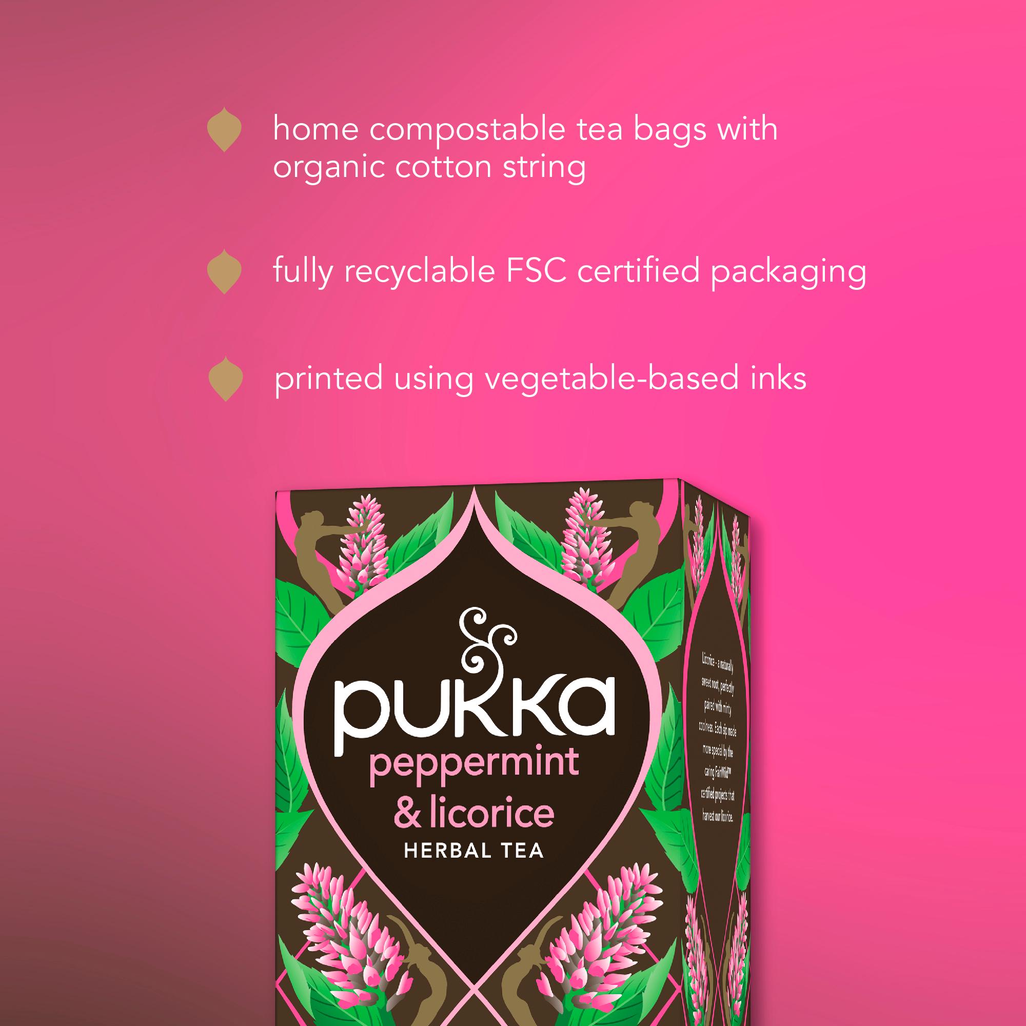 Pukka Organic Peppermint & Licorice Mint Tea Home Compostable Herbal Tea Bags x20 thumbnail 6
