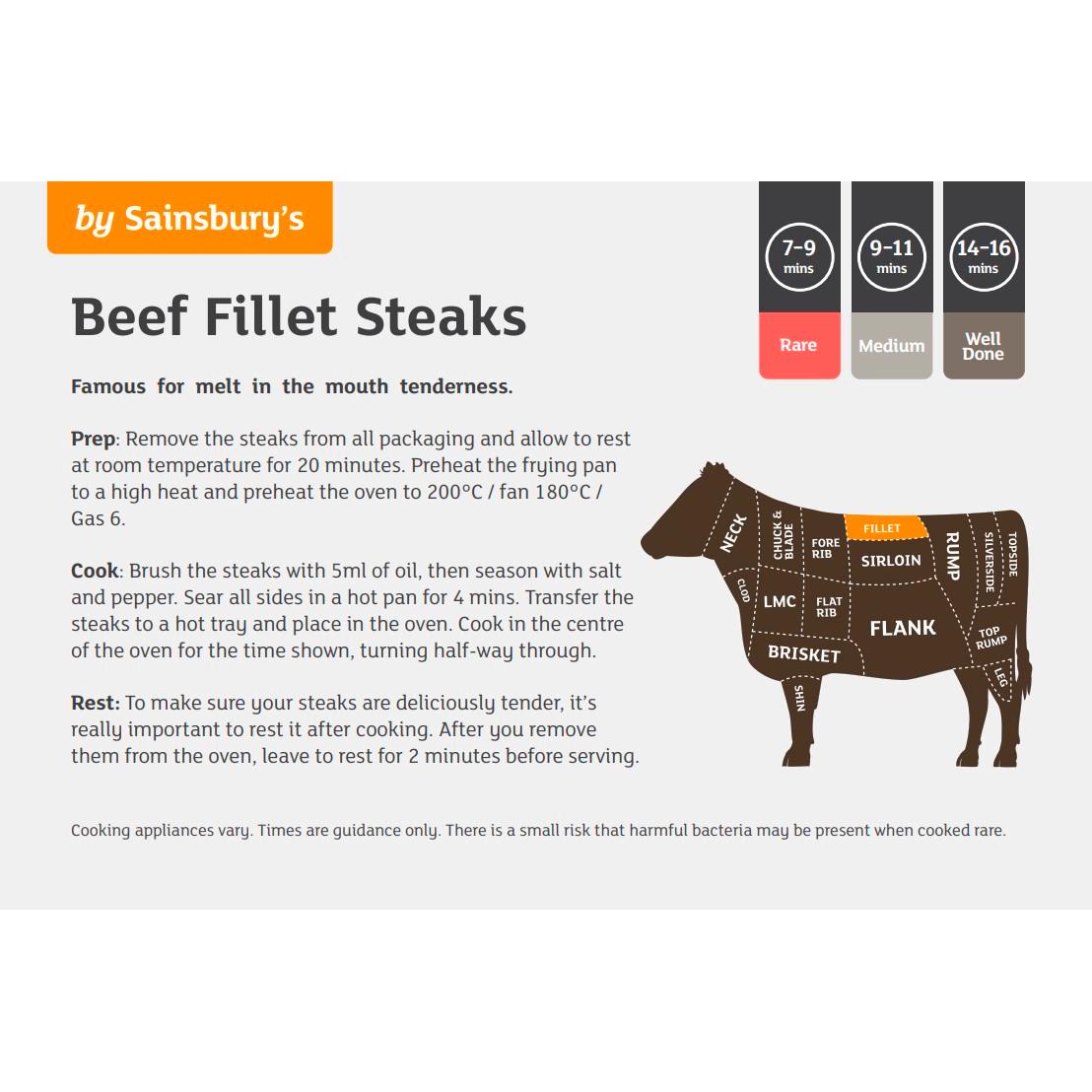Sainsbury's British or Irish 21 Day Matured Beef Fillet Steak x2 (Approx. 300g) thumbnail 2