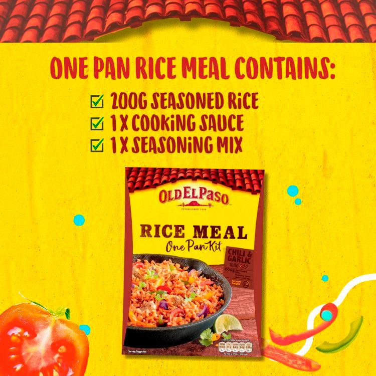 Old El Paso Mexican One Pan Chilli & Garlic Rice Meal For Chicken Kit 355g thumbnail 3