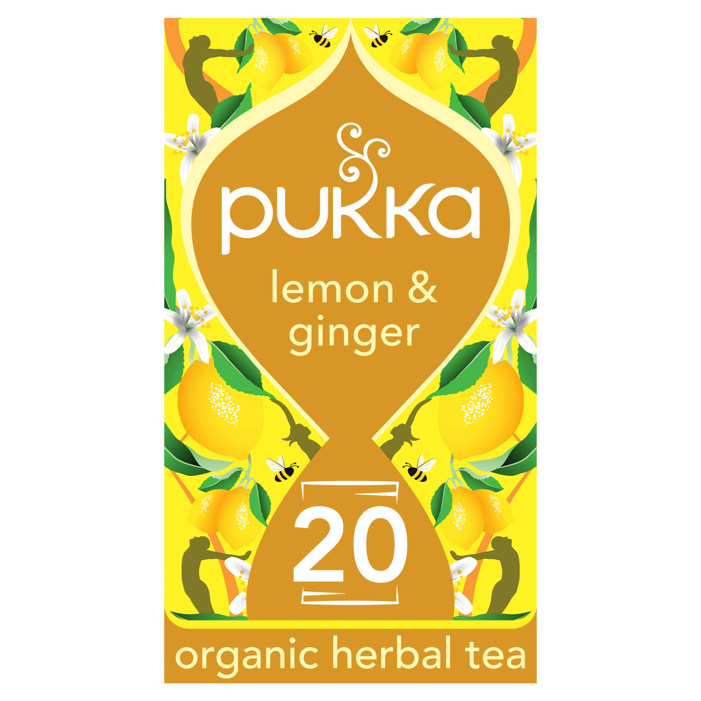Pukka Organic Lemon, Ginger & Manuka Honey Tea Home Compostable Herbal Tea Bags x20