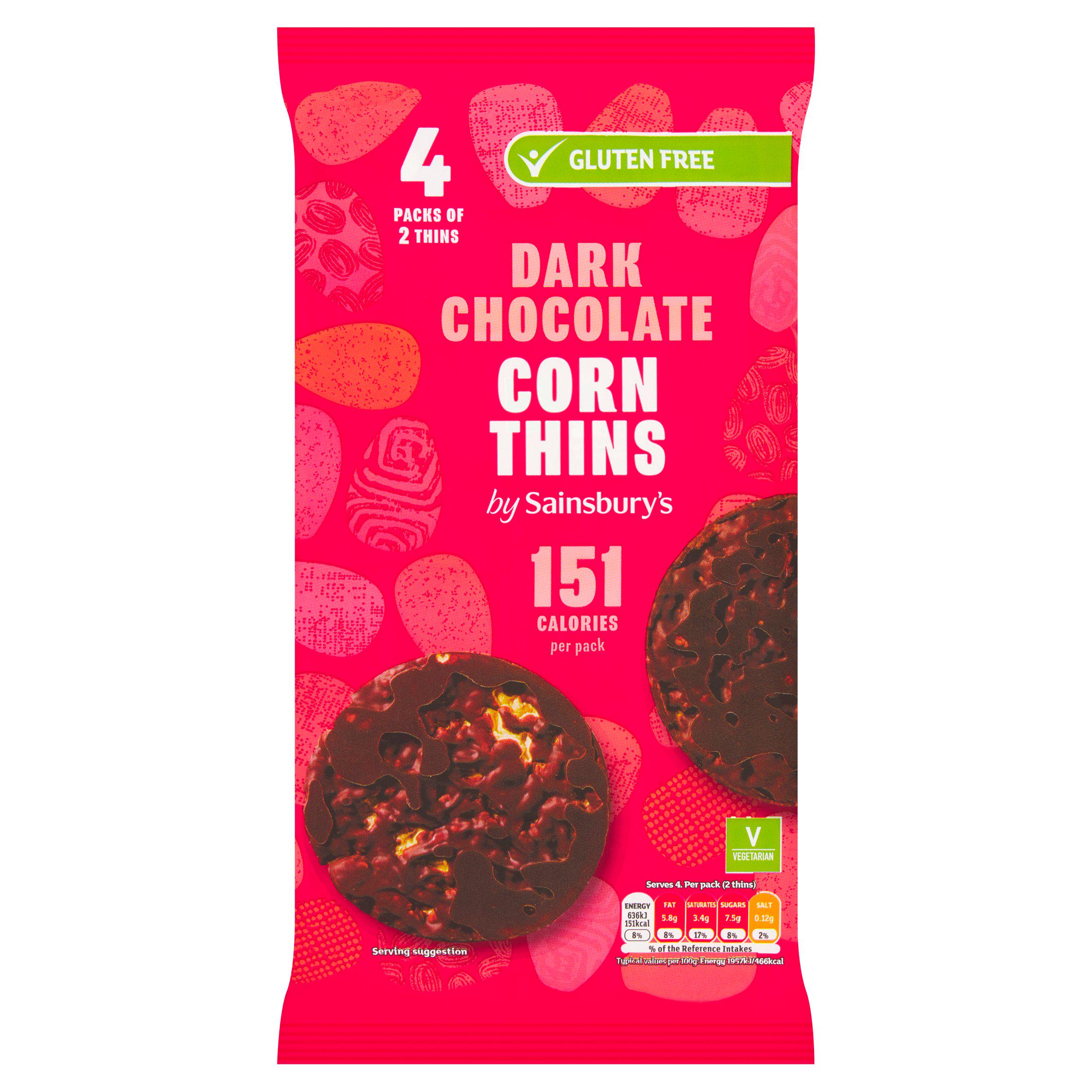 Sainsbury's Dark Chocolate Corn Thins 4x22.5g