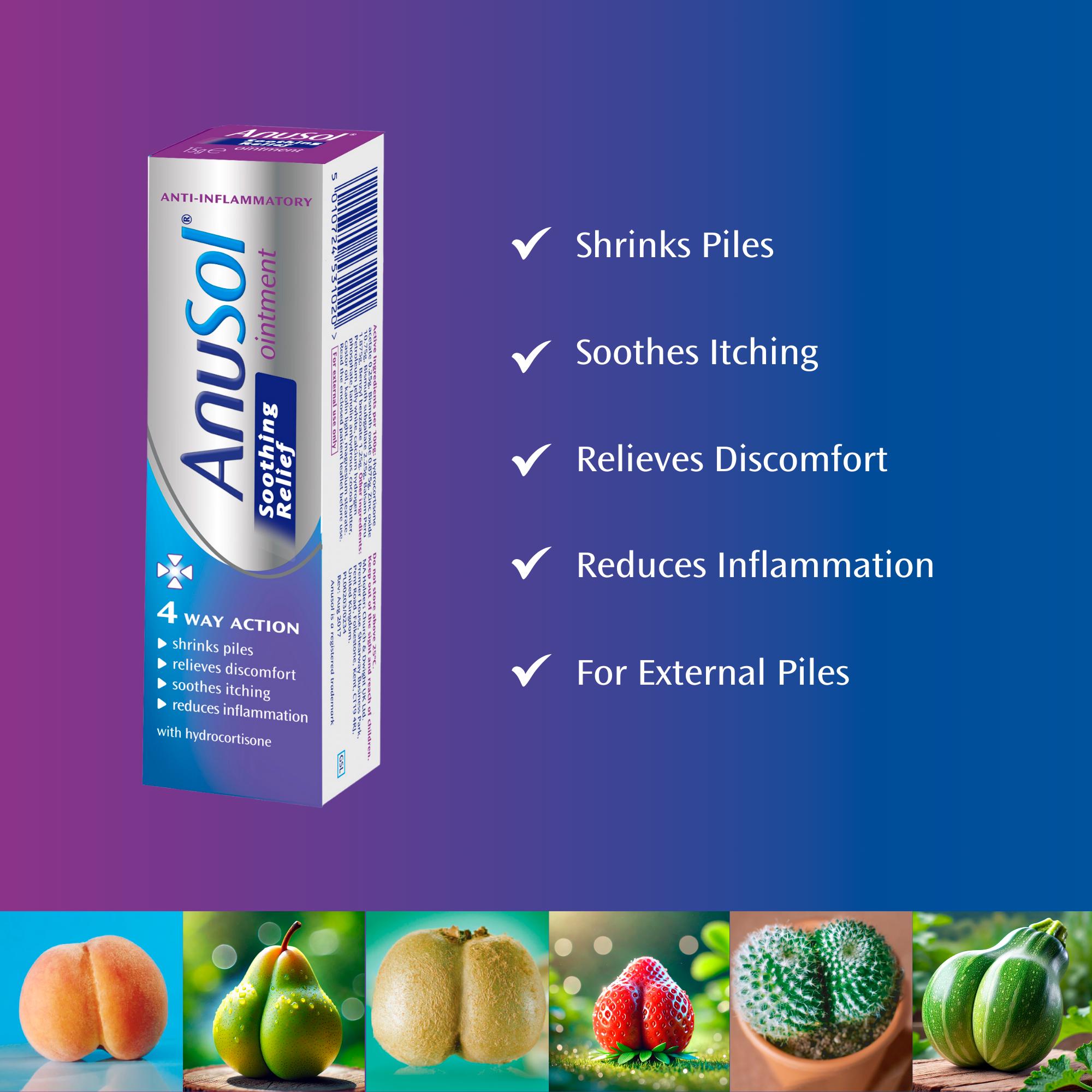 Anusol Soothing Relief Ointment for Haemorrhoids & Piles Treatment 15g thumbnail 2