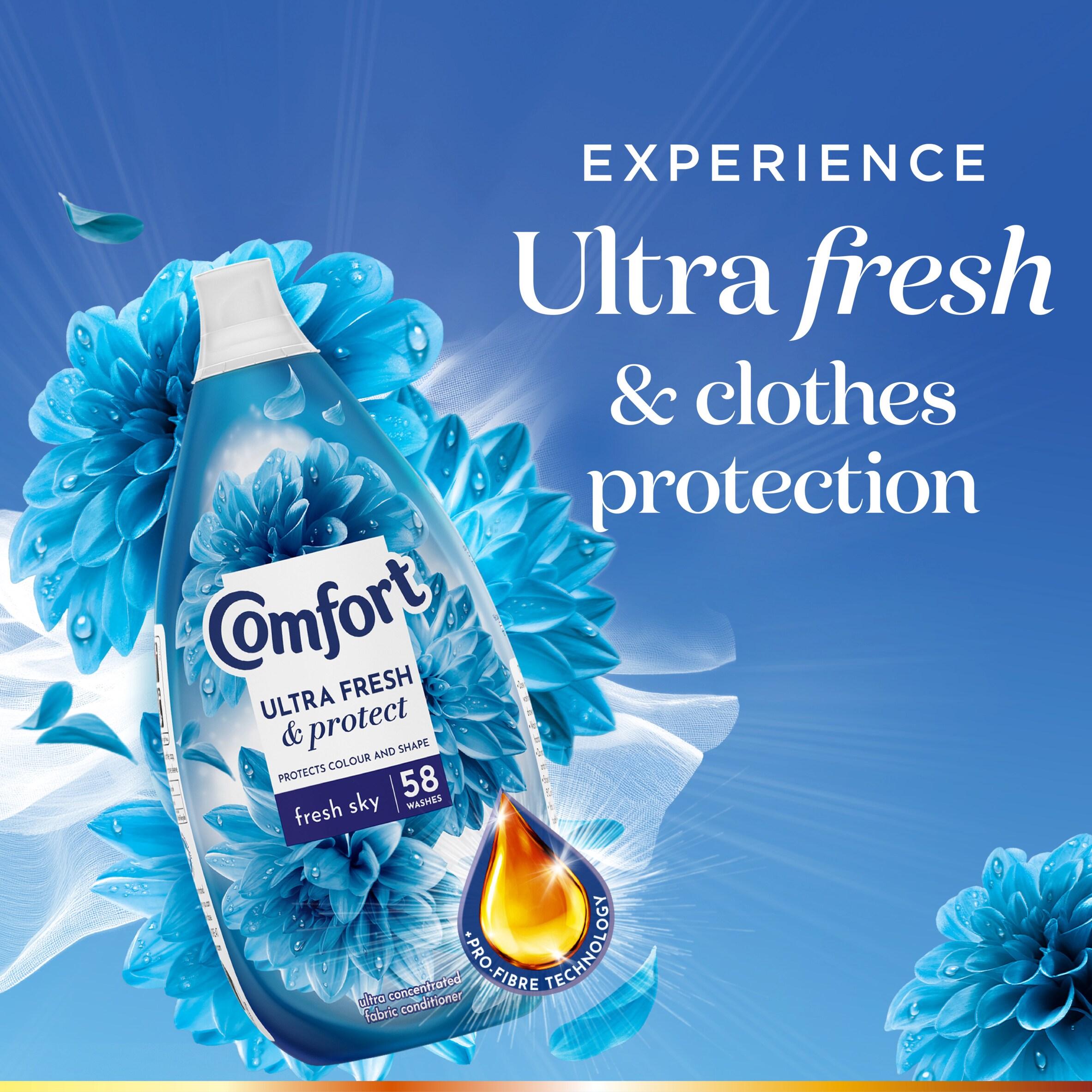 Comfort Ultra Fresh & Protect 58 washes Fresh Sky Fabric Conditioner 870ml thumbnail 2