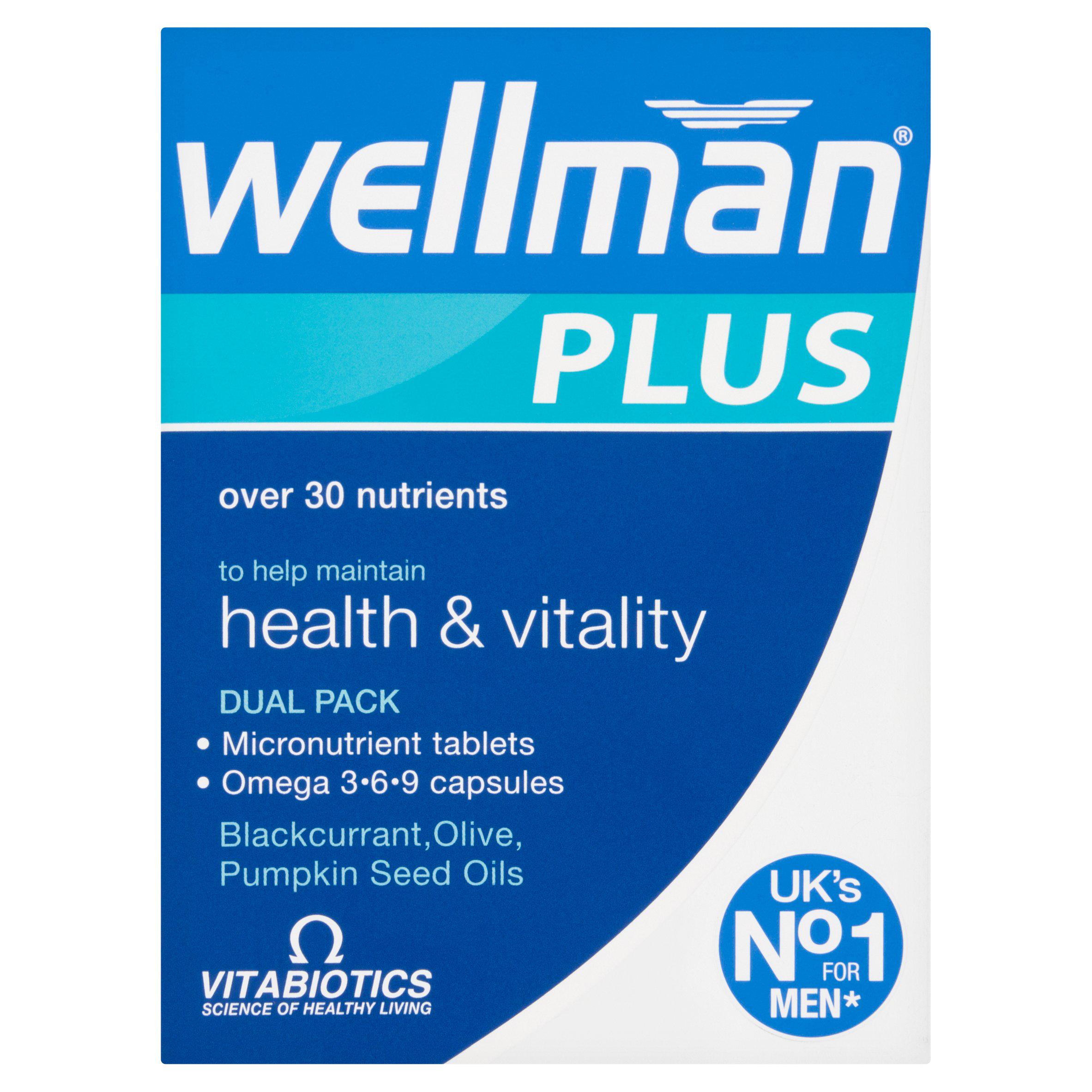 Vitabiotics Wellman Plus Health & Vitality Tablets Dual Pack