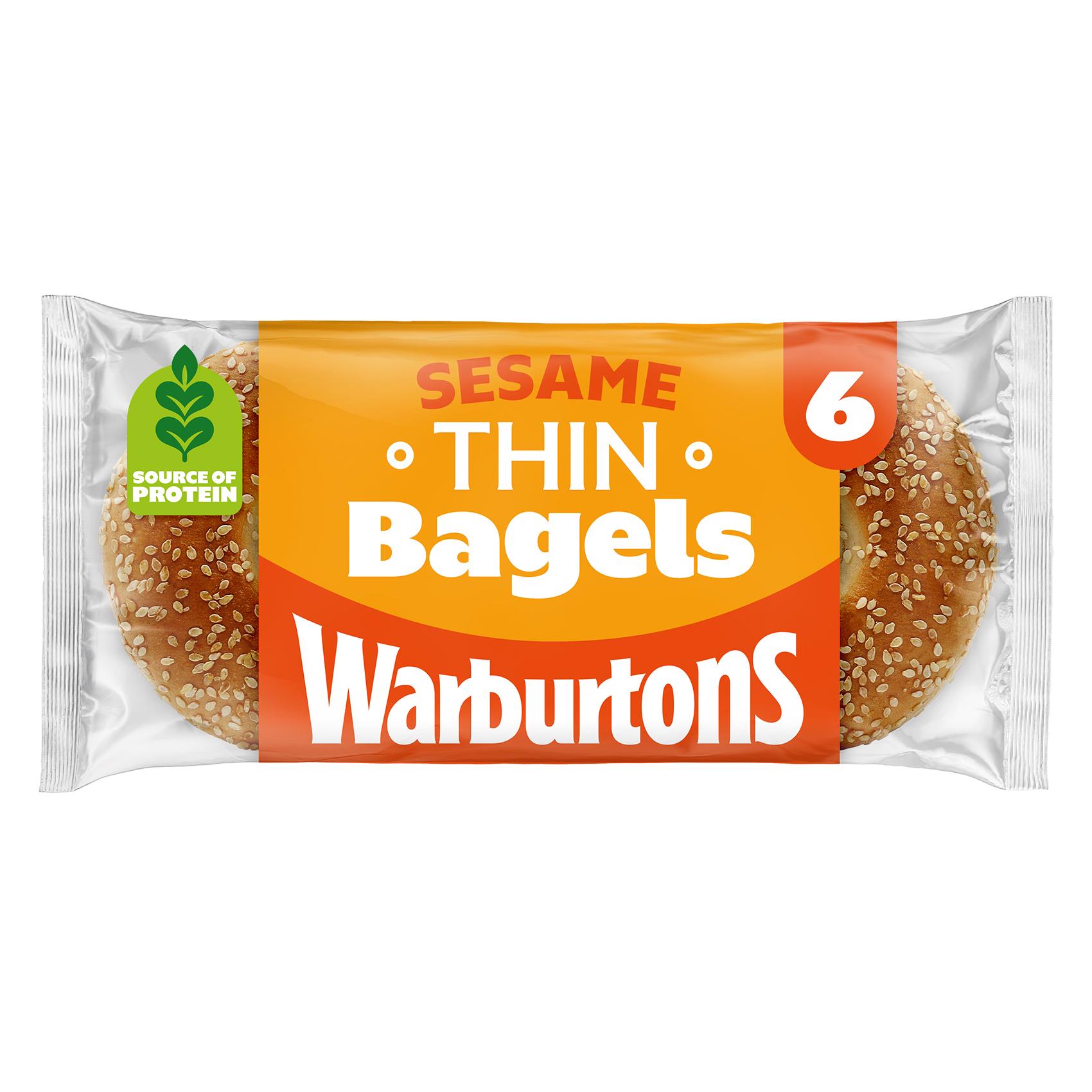 Warburtons Sesame Thin Bagels x6 thumbnail 2