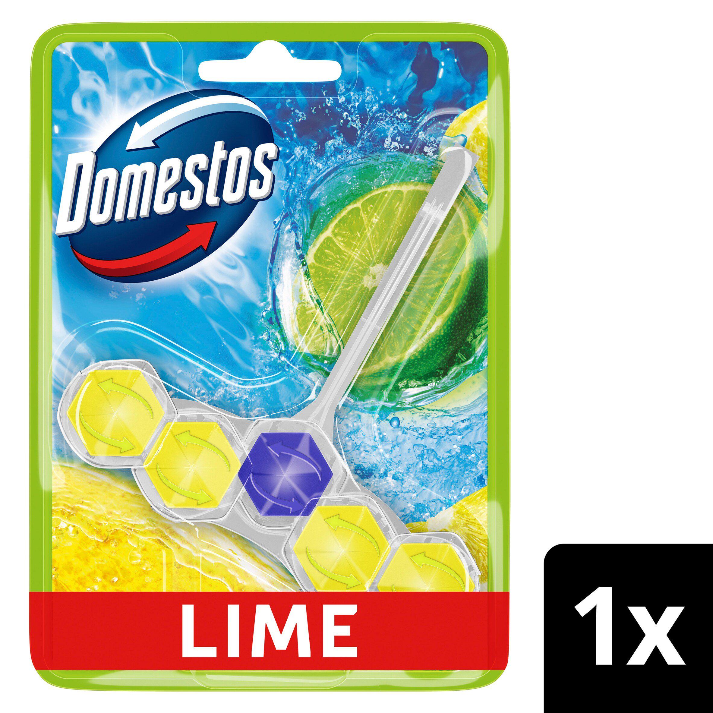 Domestos Power 5 Toilet Freshener Rim Block Cleaner Lime x1 50g