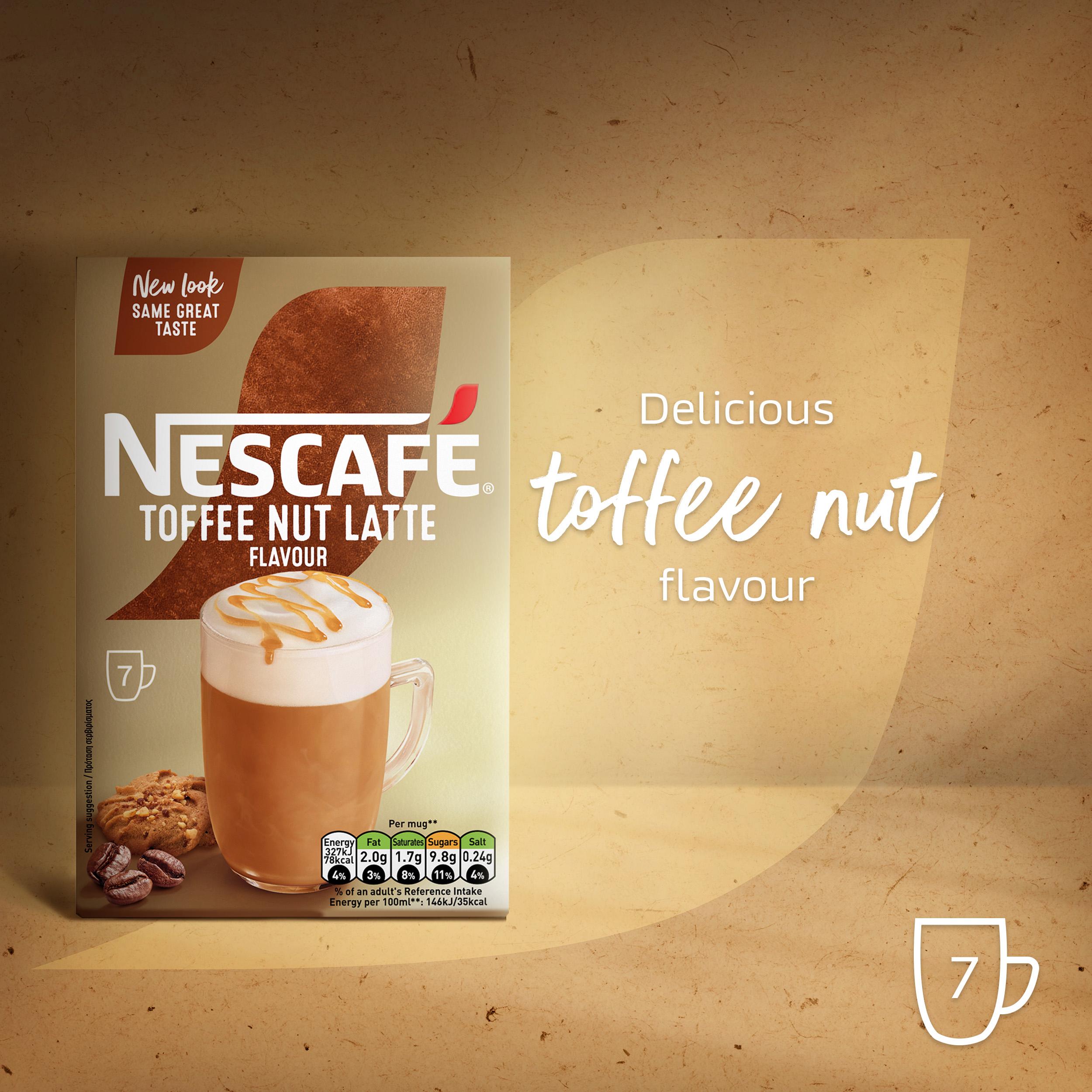 Nescafe Toffee Nut Latte Instant Coffee Sachets x7 130.2g thumbnail 2