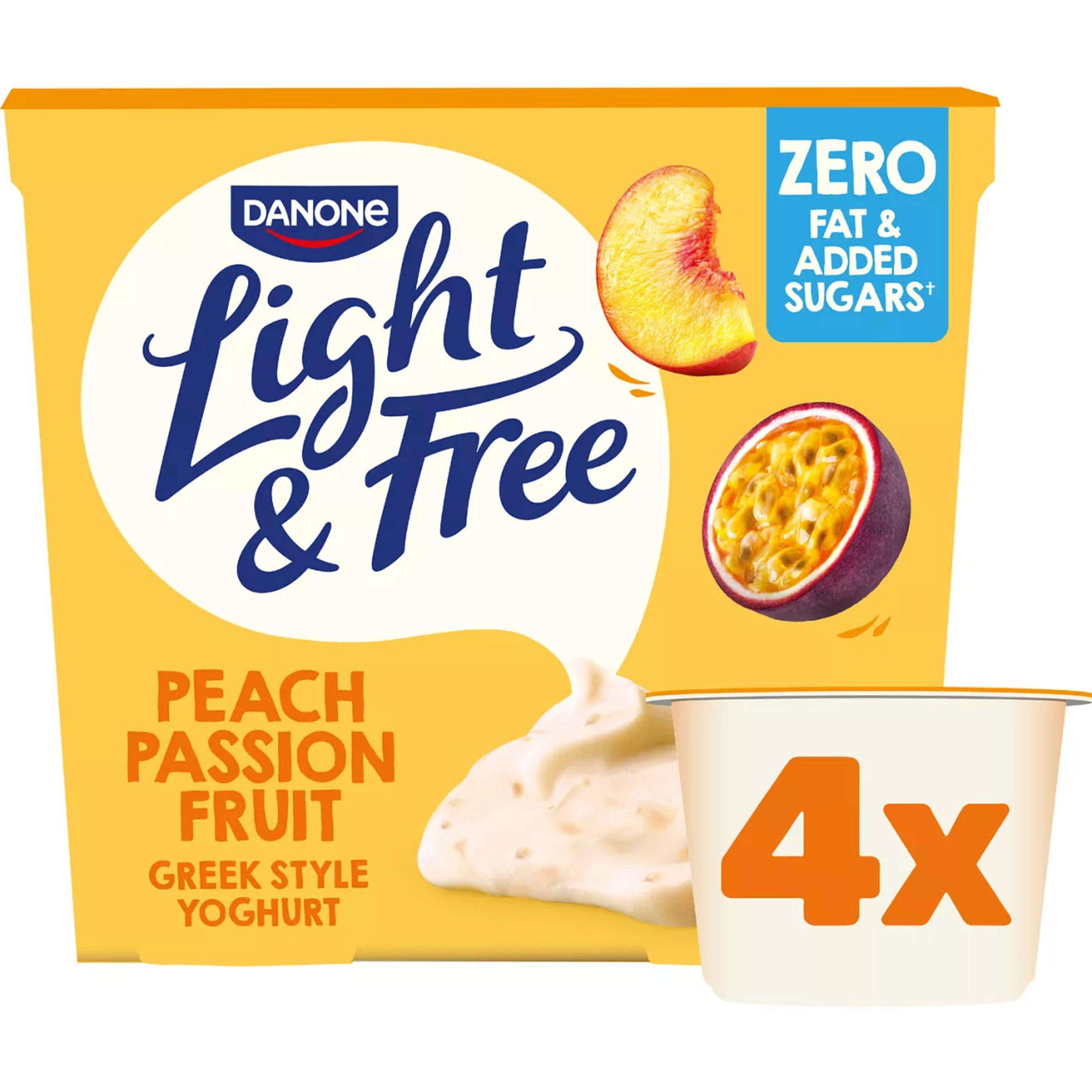 Light & Free Peach Passion Fruit 0% Added Sugar, Fat Free Yoghurt