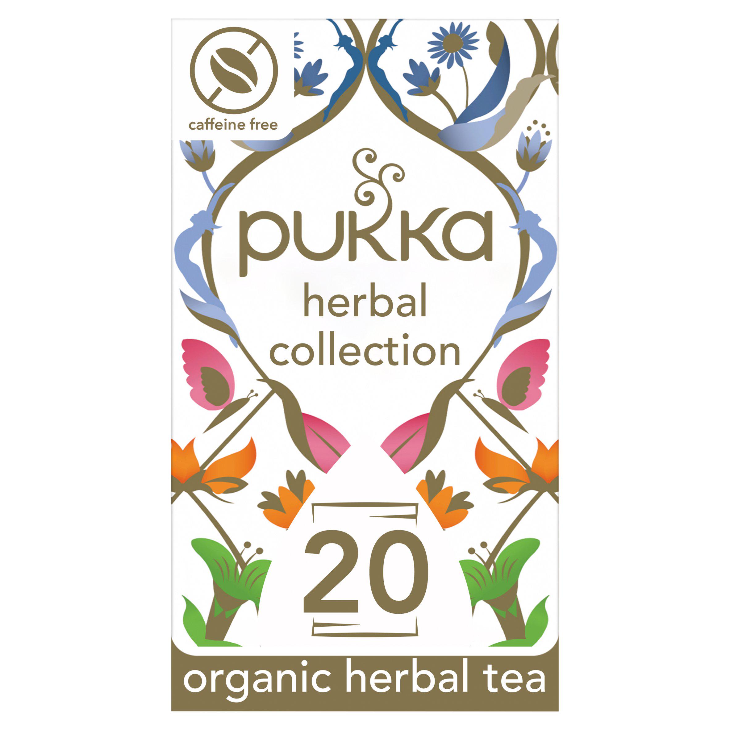 Organic Herbal Tea Collection, Five Different Flavours 20 Home Compostable Herbal Tea Bags 34.4g