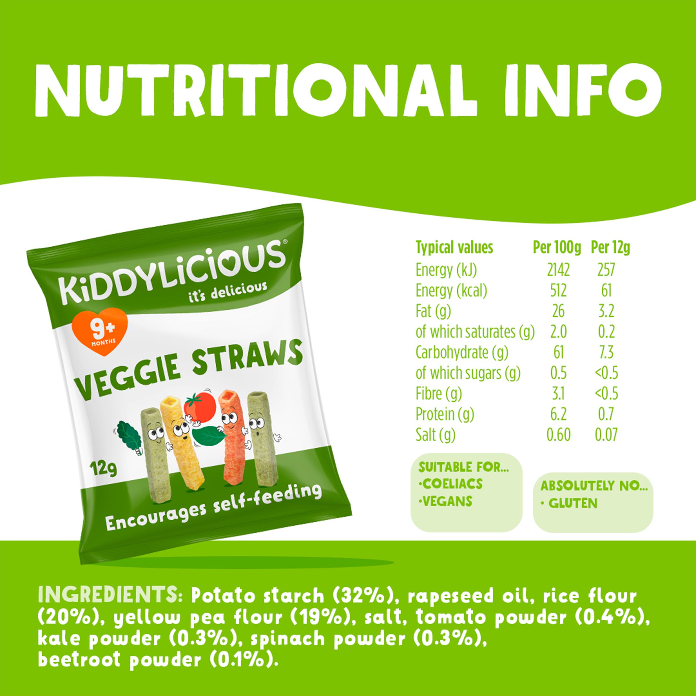 Kiddylicious Veggie Straws Baby Snacks 12g thumbnail 3