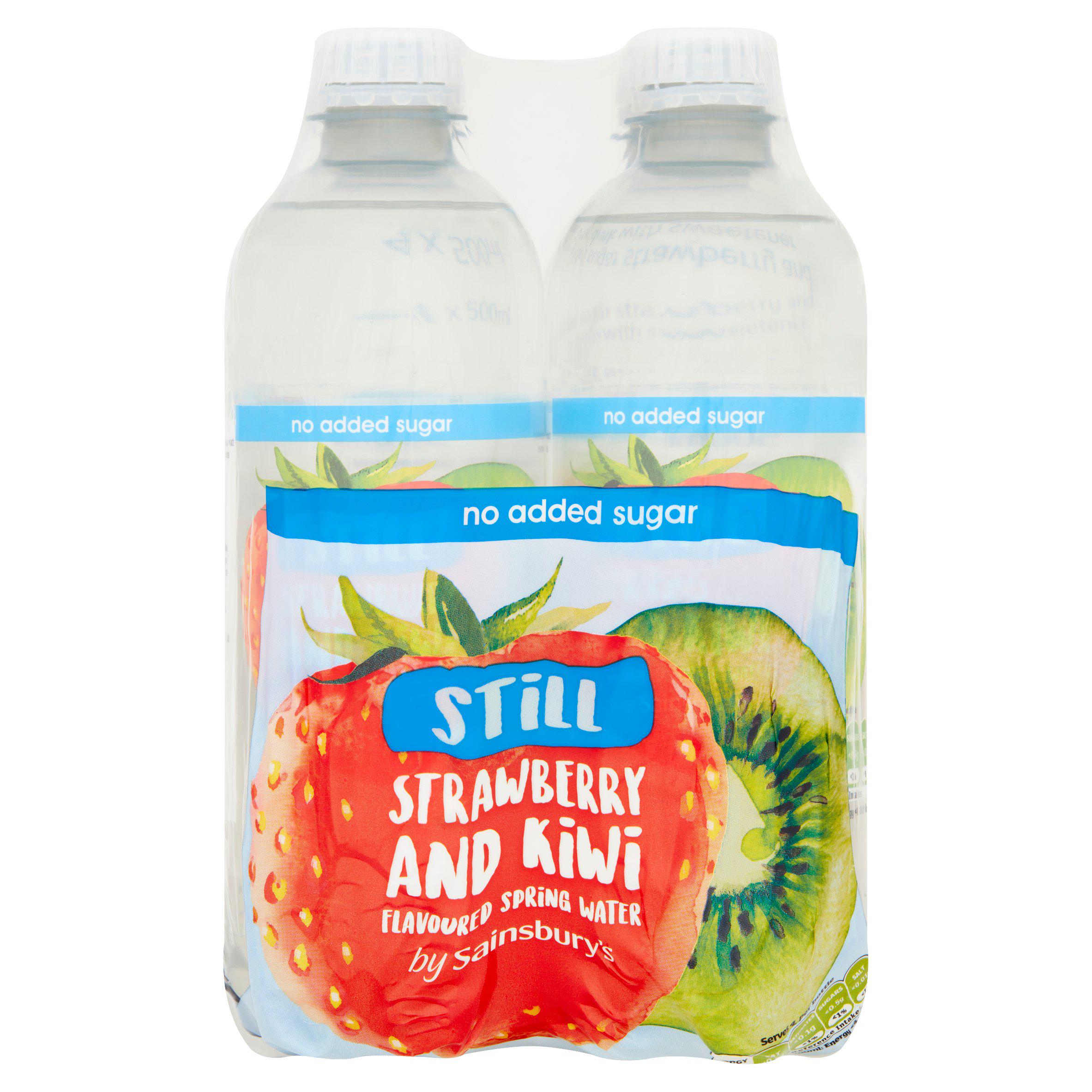 Sainsbury's Bottled Still Flavoured Water Strawberry & Kiwi, No Added Sugar 4x500ml