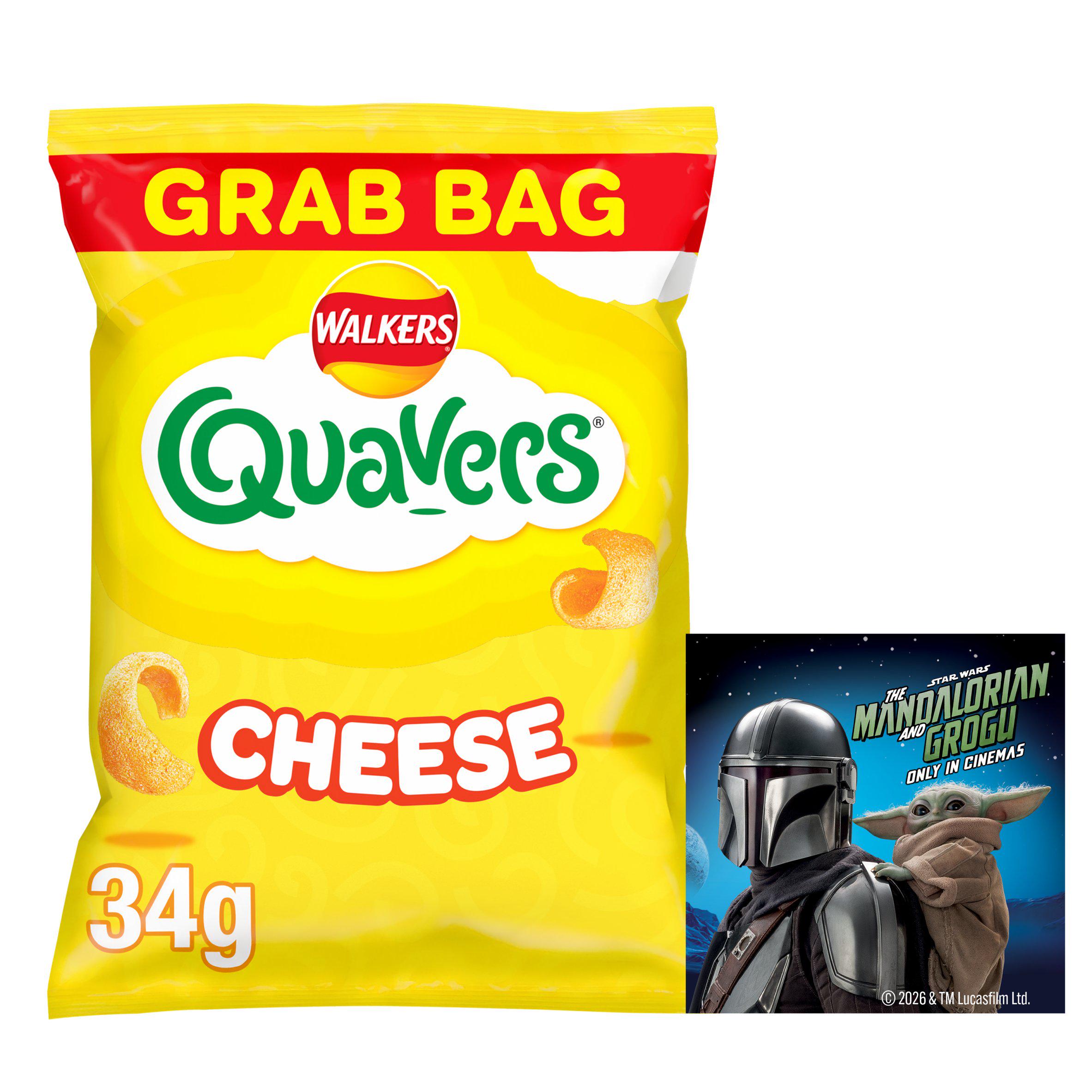 Walkers Quavers Cheese Grab Bag Crisps 34g