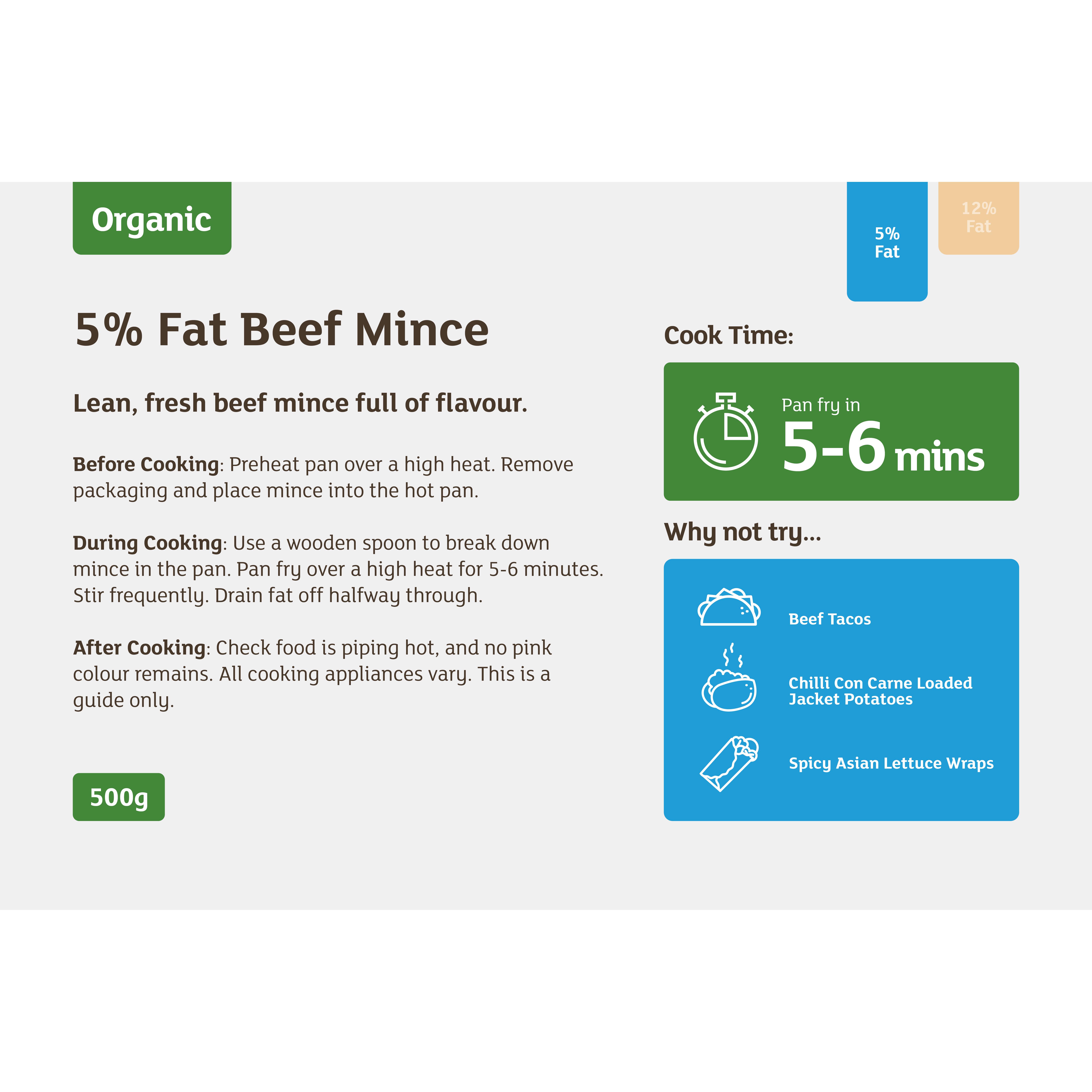Sainsbury's Organic British Beef Mince 5% Fat 500g thumbnail 2