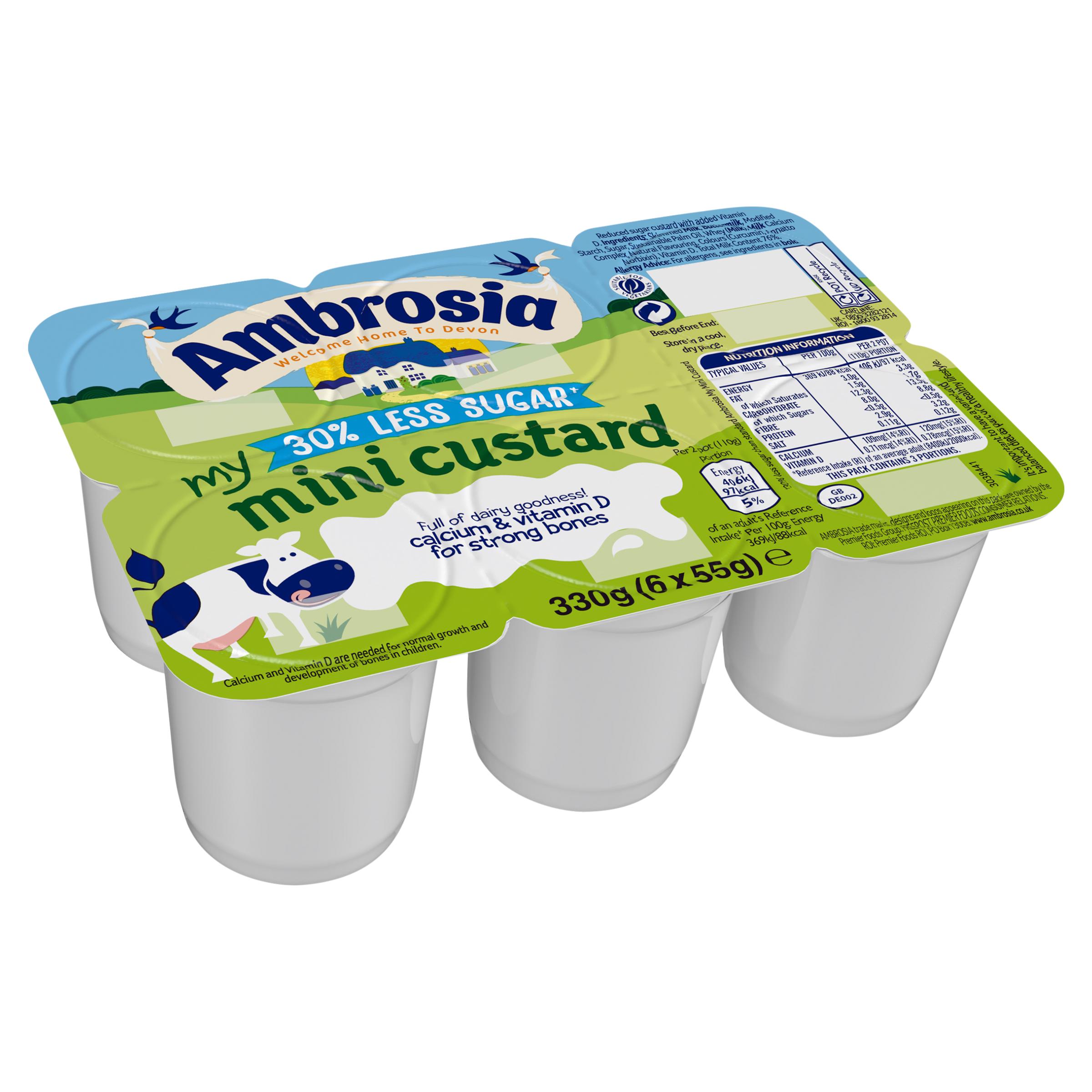 Ambrosia My Mini 6 x 55g Reduced Sugar Custard Lunchbox Snack Pots thumbnail 2