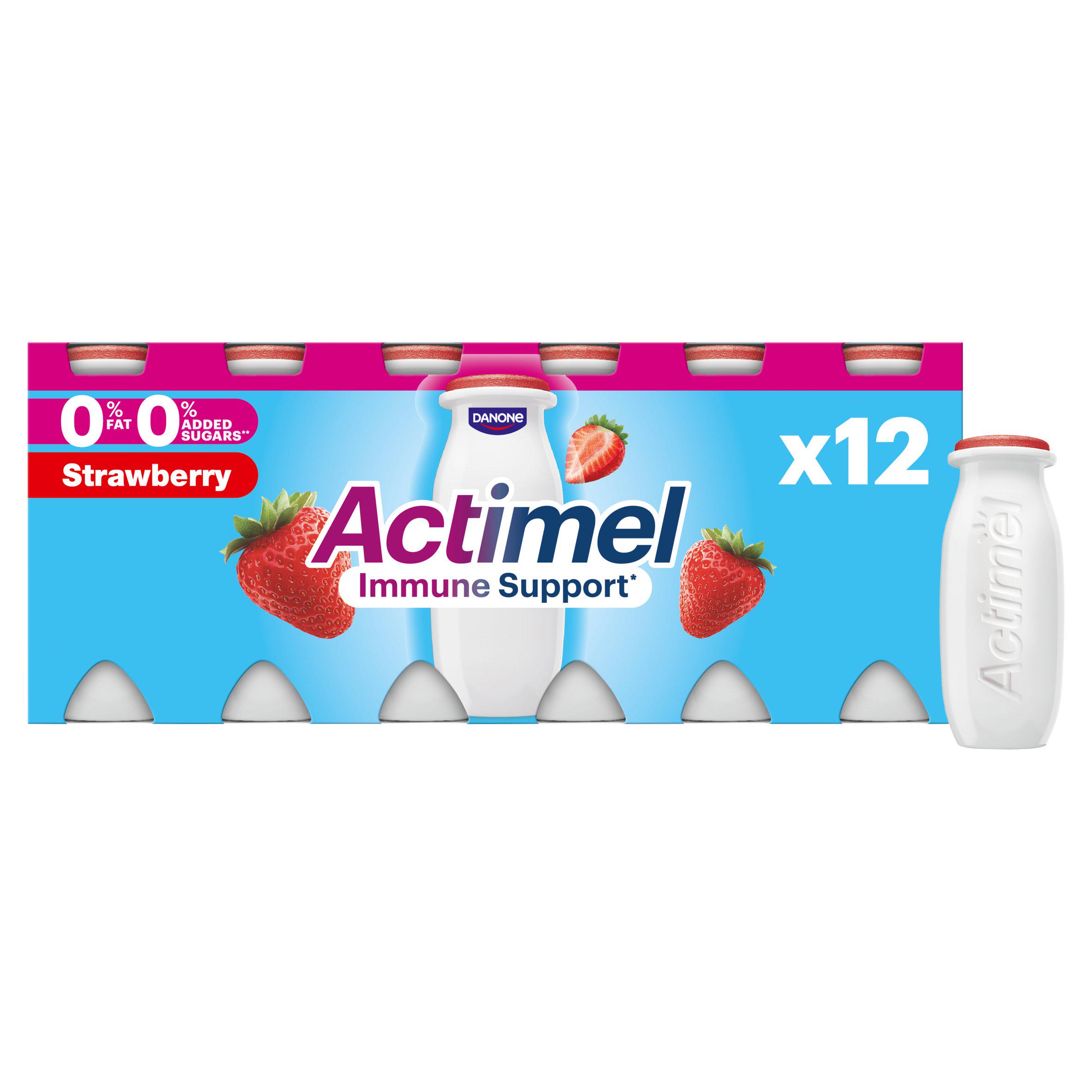 Actimel Strawberry 0% Added Sugar Fat Free Yoghurt Drink