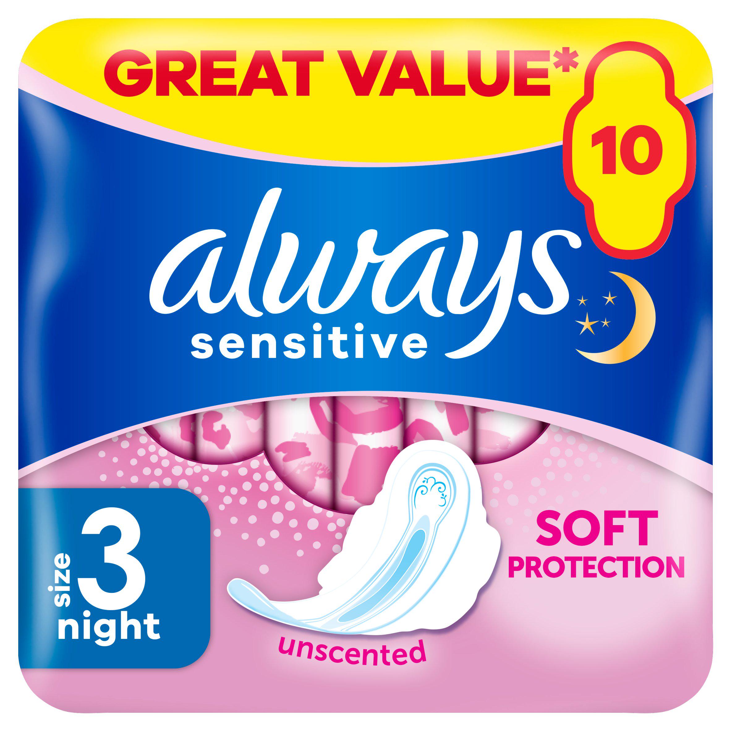 Sensitive Night Ultra Sanitary Towels 10X