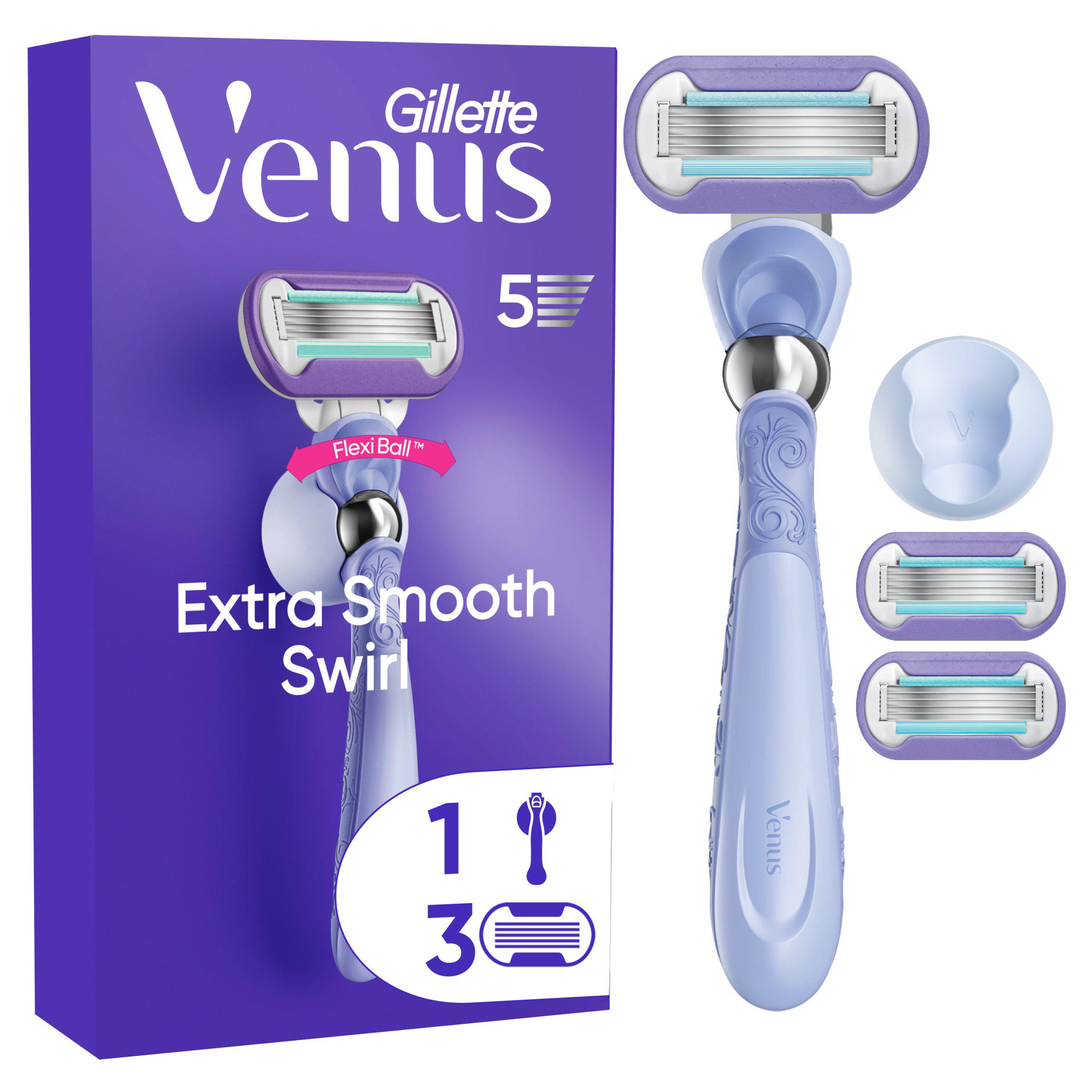 Gillette Extra Smooth Swirl Women’s Razor, 3 Refill Razor Cartridges