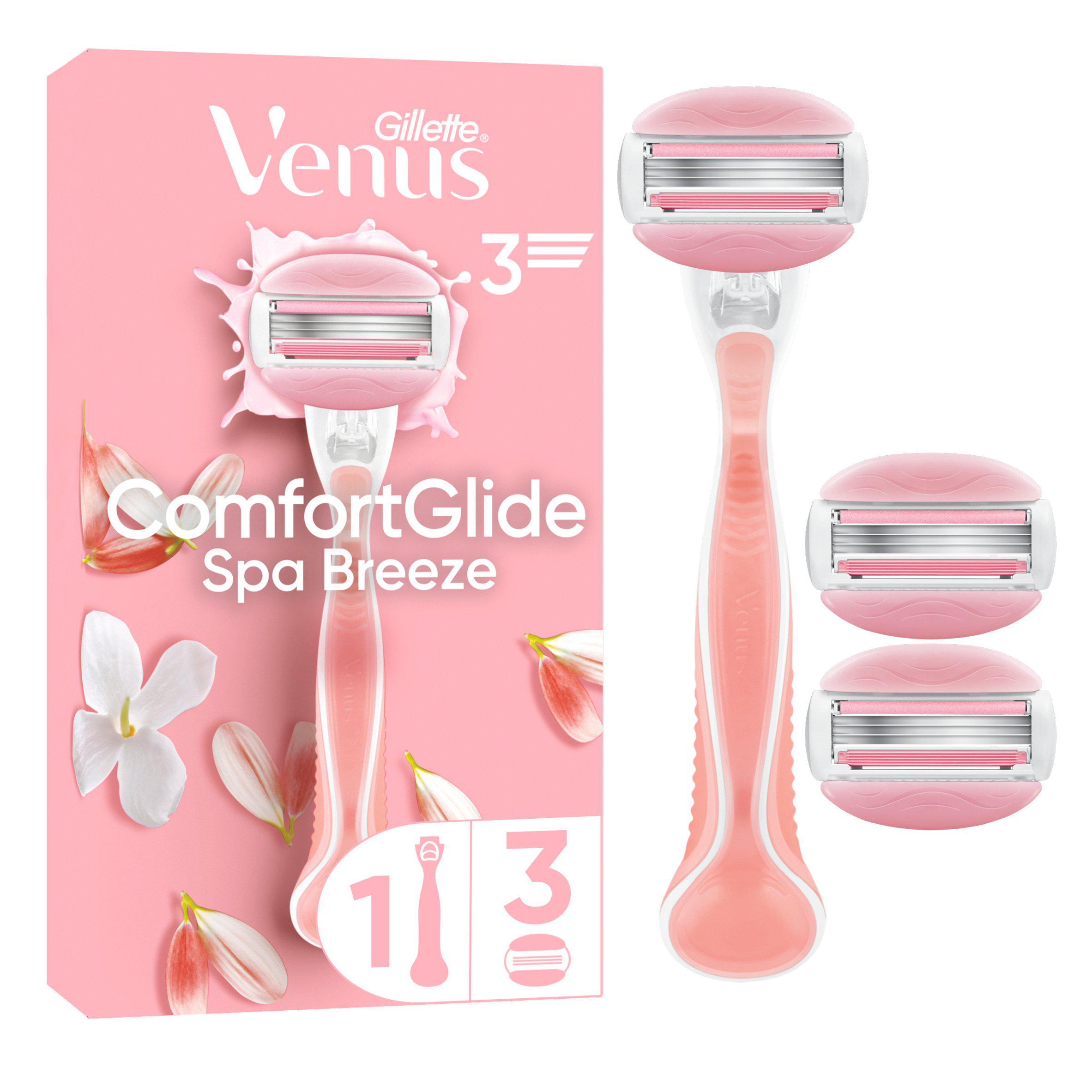 Gillette Venus Comfortglide Razor + 3 Razor Blades Spa Breeze