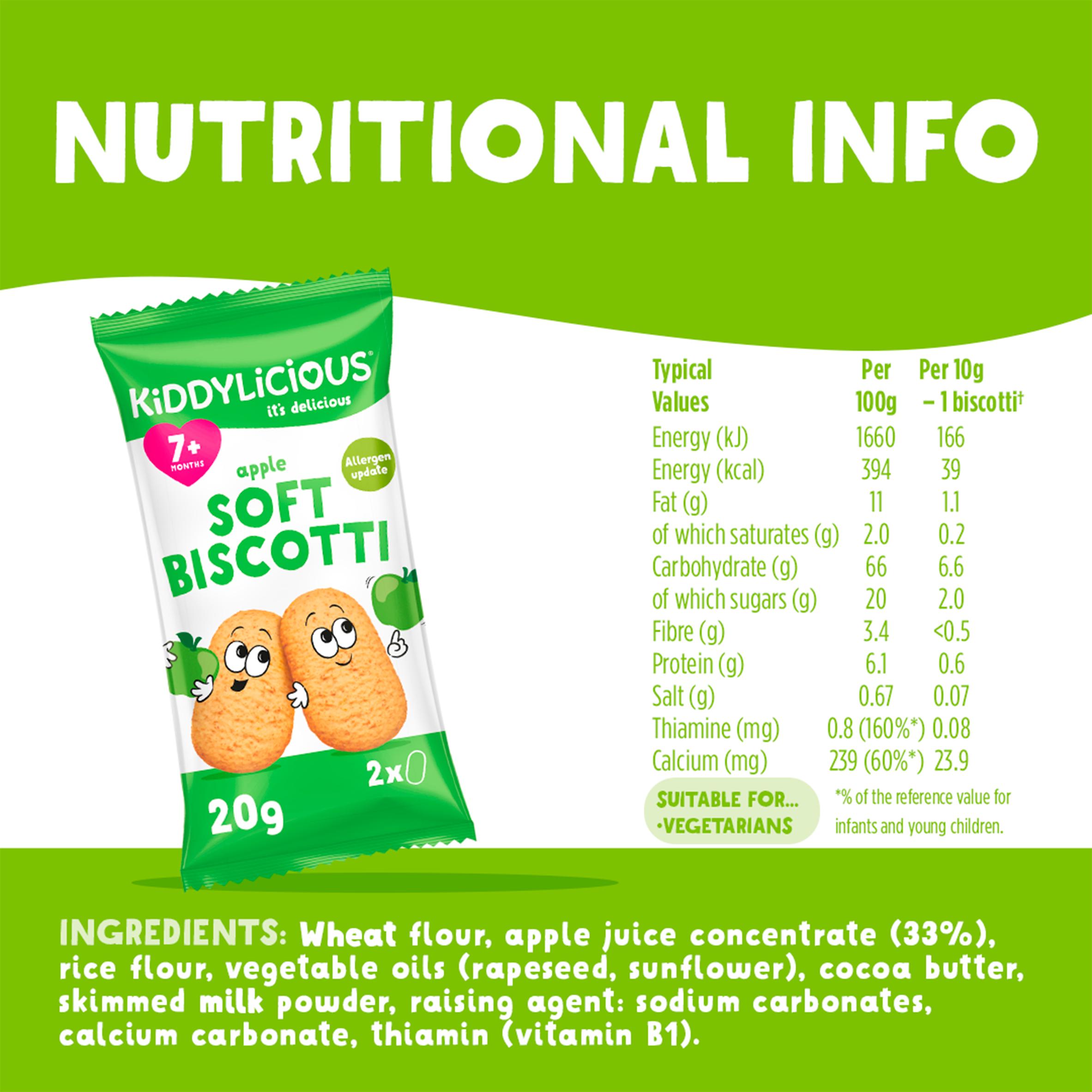 Kiddylicious Apple Soft Biscotti Baby Snacks 6x20g thumbnail 3