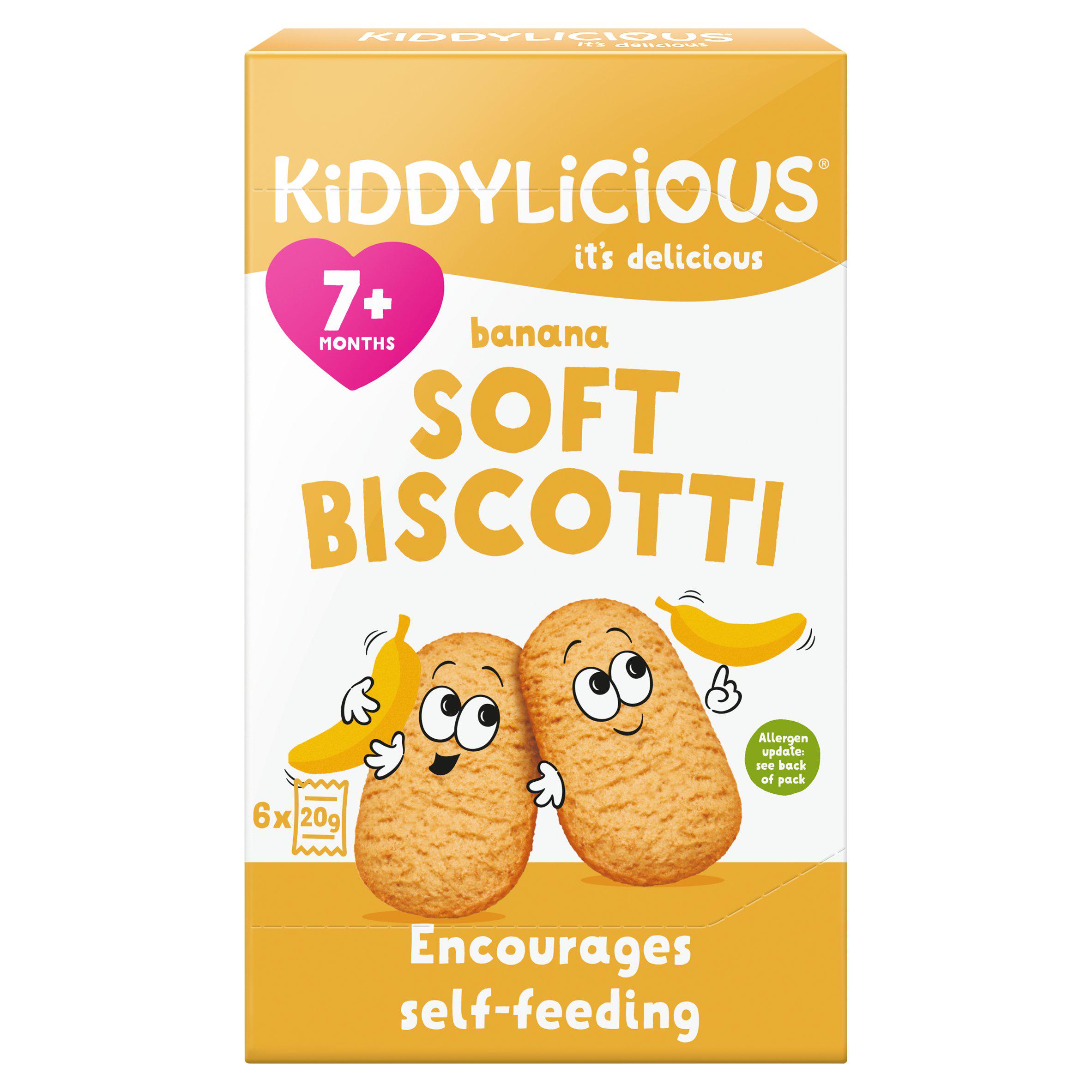 Kiddylicious Banana Soft Biscotti Baby Snacks 6x20g