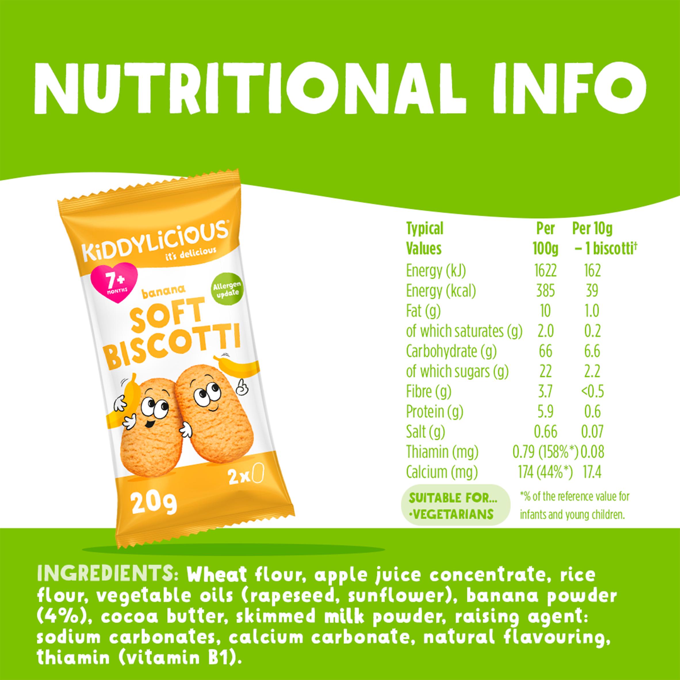 Kiddylicious Banana Soft Biscotti Baby Snacks 6x20g thumbnail 3