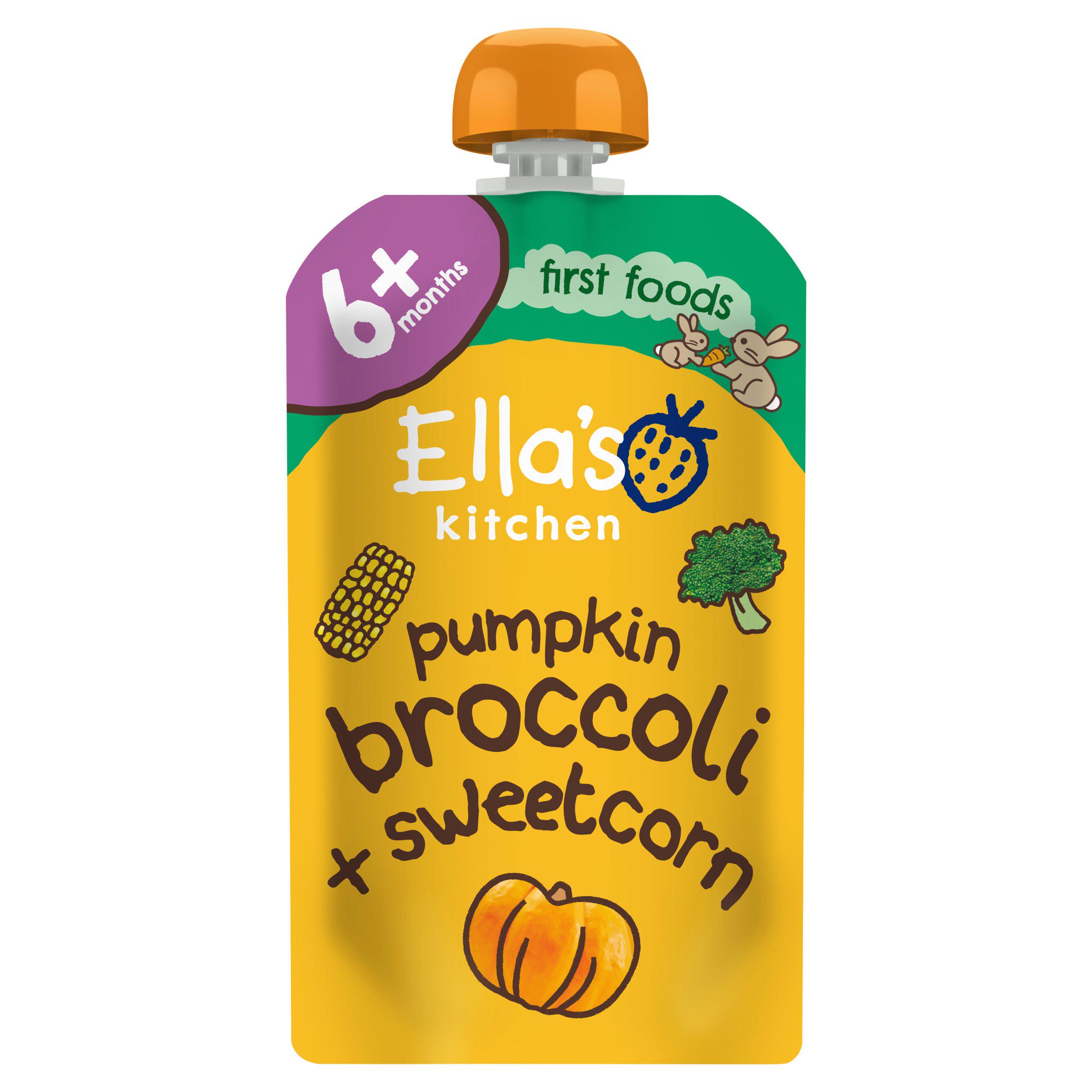 Ella's Kitchen Pumpkin, Broccoli & Sweetcorn Baby Food Pouch 4+ Months