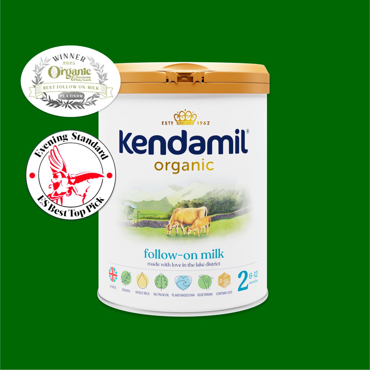 Kendamil Organic 2 Follow On Baby Milk Powder Formula 6-12 Months 800g thumbnail 2