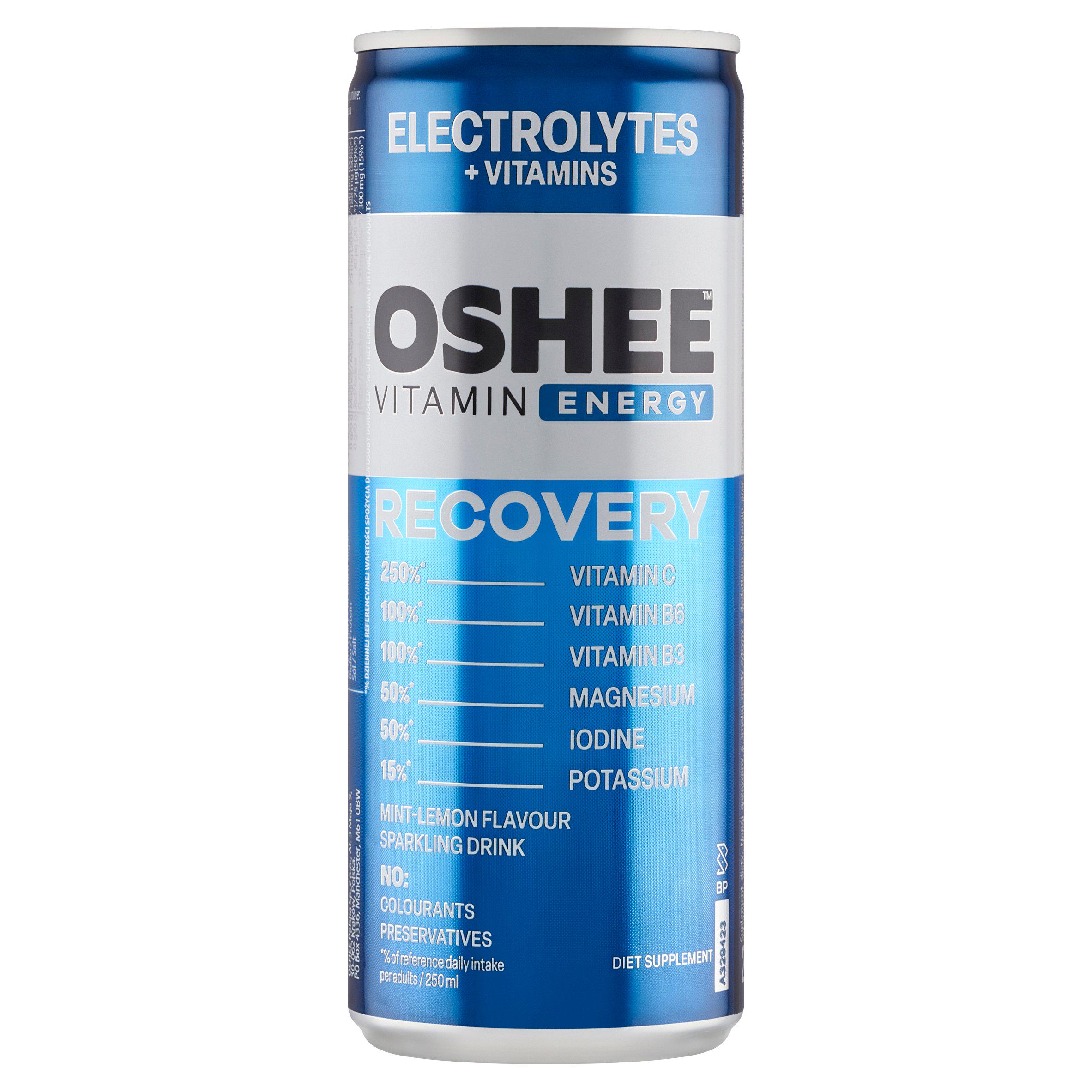 Oshee Vitamin Energy Recovery Diet Supplement Mint-Lemon Flavour Sparkling Drink 250ml