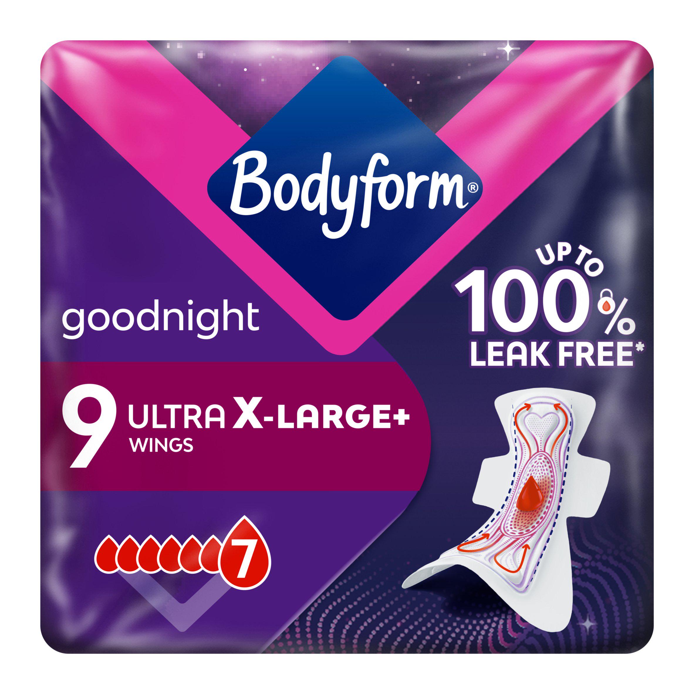 Bodyform Ultra Night Extra Large Sanitary Towels Wings x9