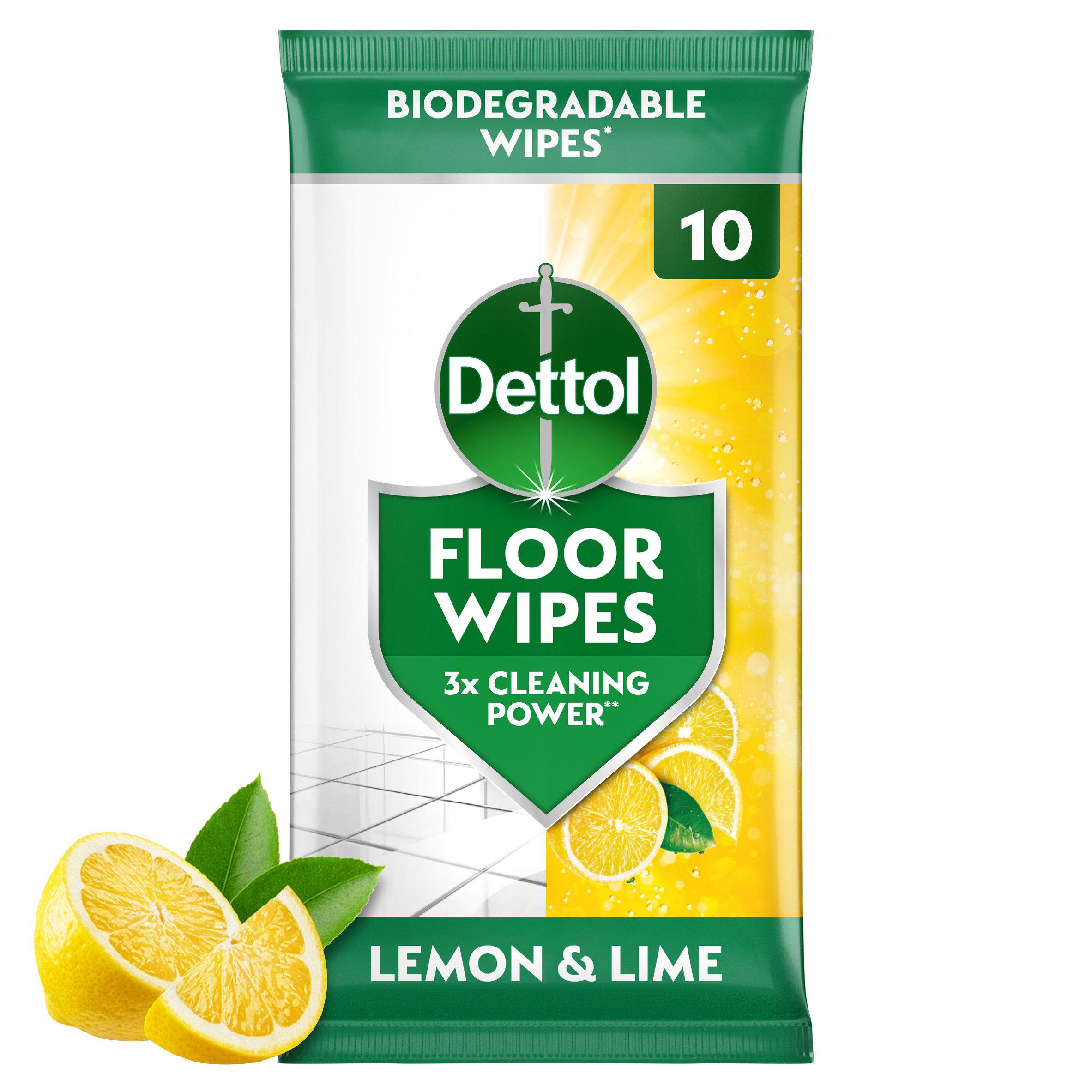 Dettol Floor Wipes Citrus, 10 Large Wipes